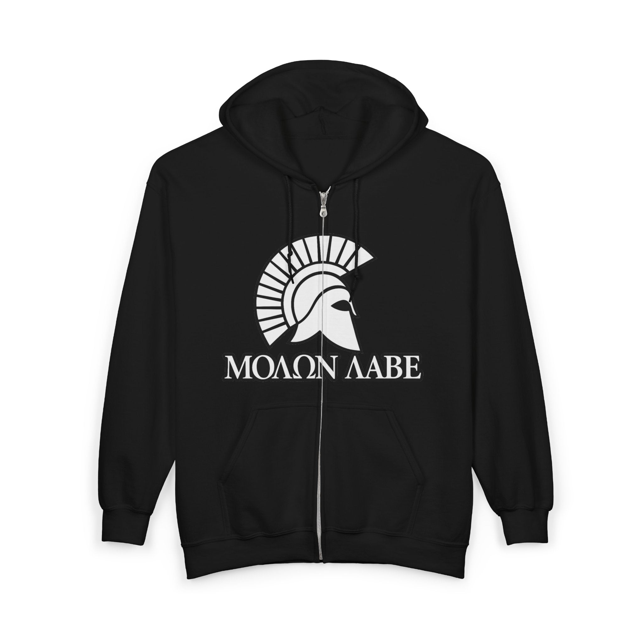 Molon Labe "Come and Take It!" in Greek White Design Zip Up Hoodie Sweatshirt