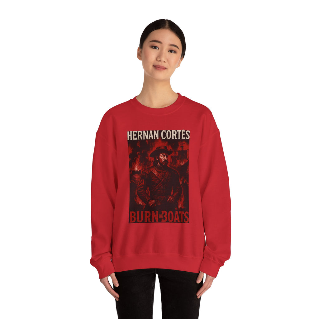 Hernan Cortes Burn The Boats Crewneck Sweatshirt