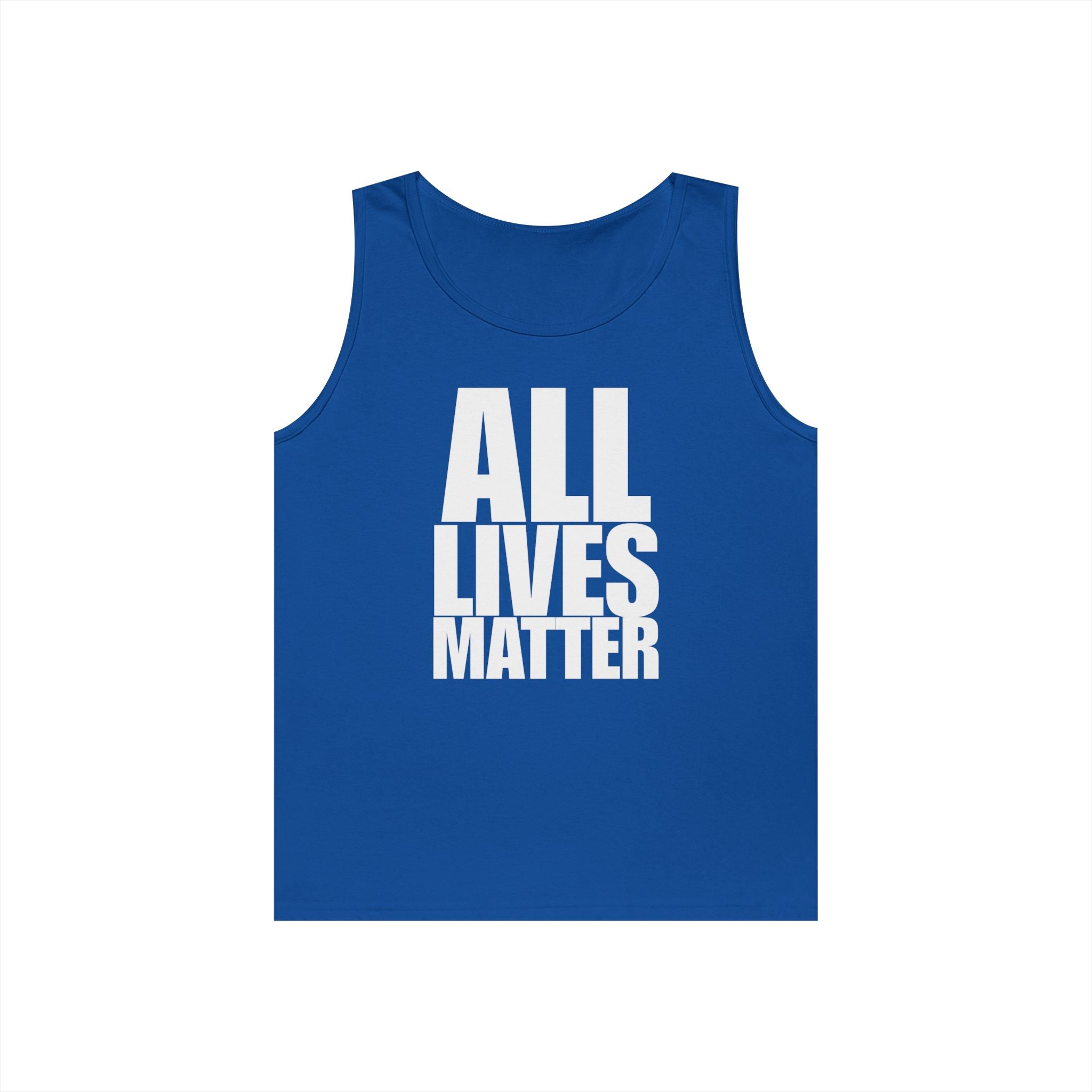 All Lives Matter White Text Heavy Cotton Tank Top