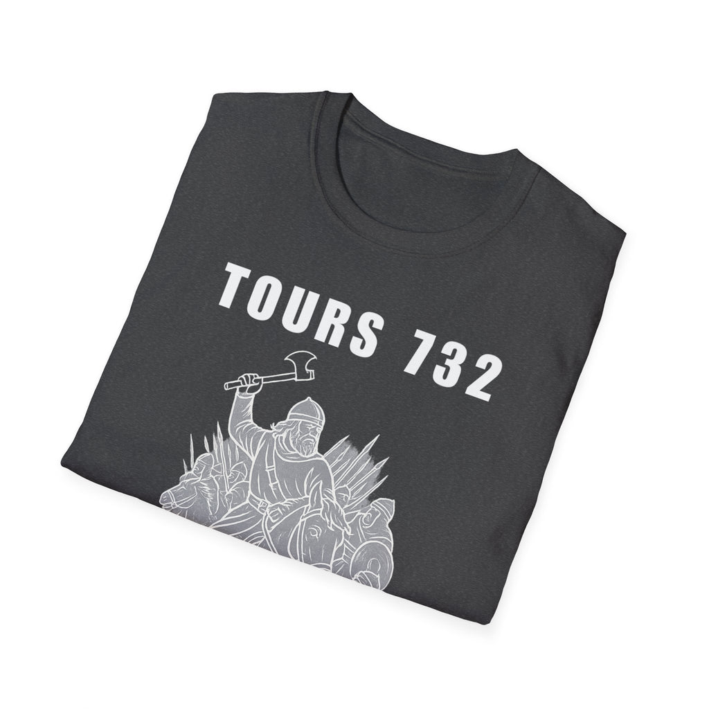 Tours 732 Charles "The Hammer" Martel "TOURS 732" Text Graphic Unisex Softstyle T-Shirt