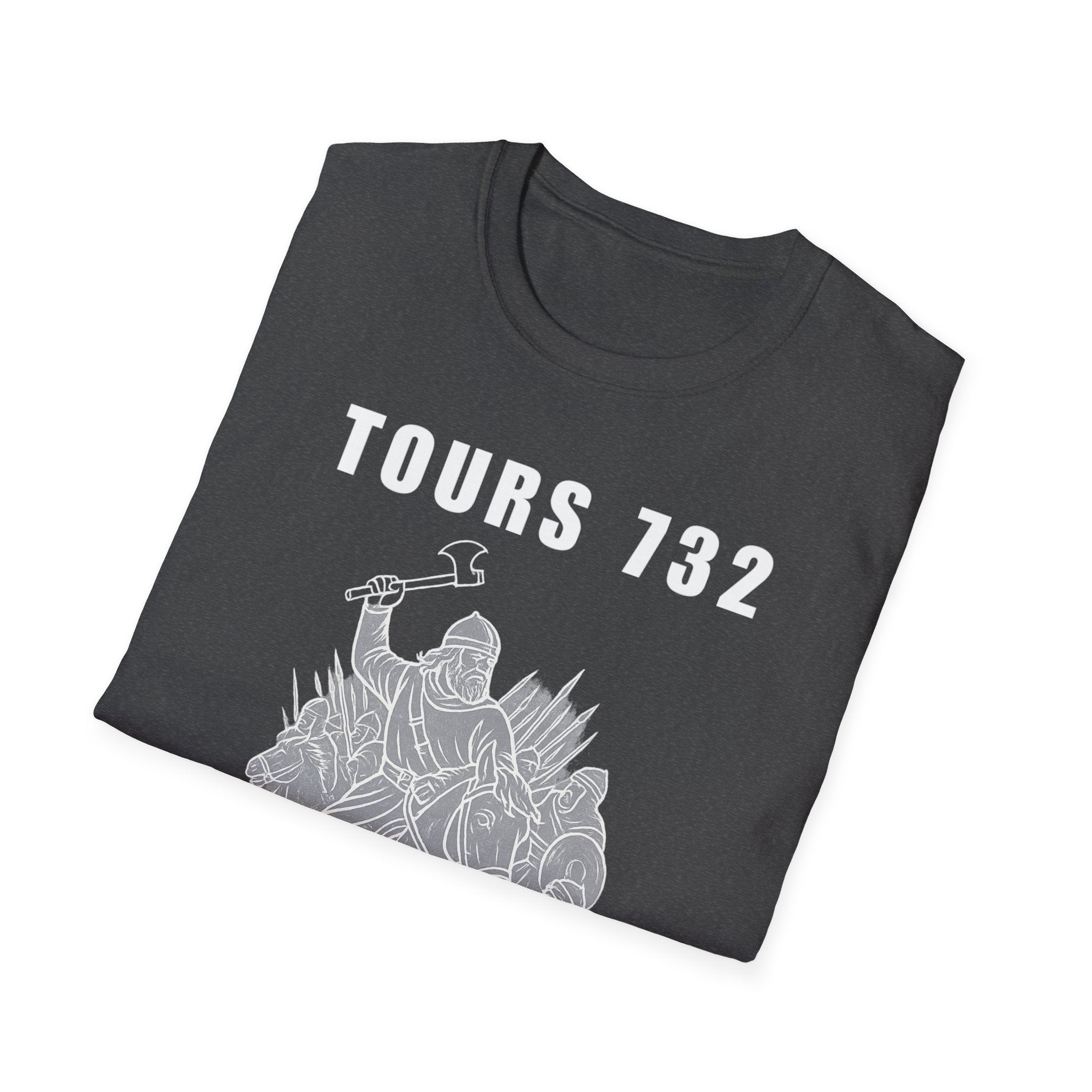 Tours 732 Charles "The Hammer" Martel "TOURS 732" Text Graphic Unisex Softstyle T-Shirt
