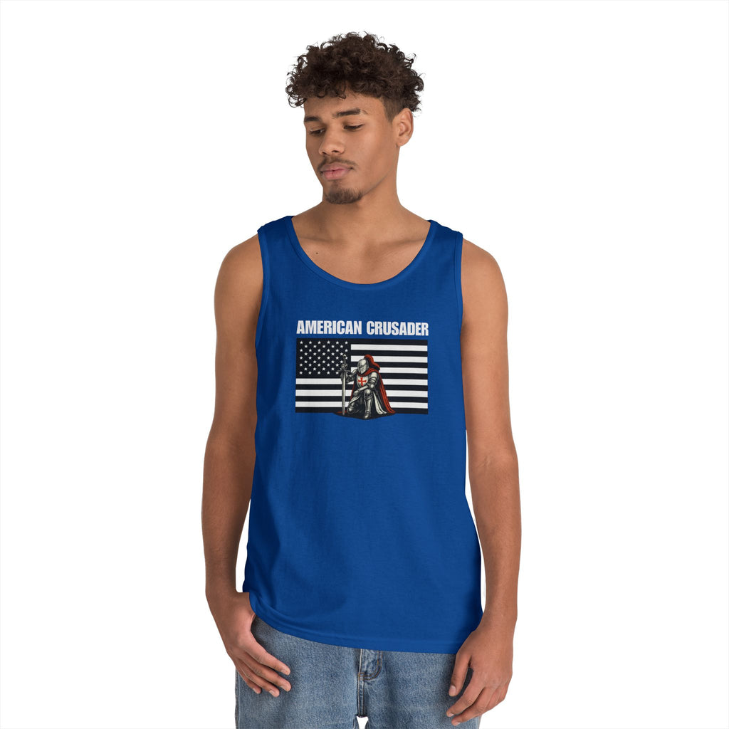 American Crusader Black and White Alt Design Heavy Cotton Tank Top