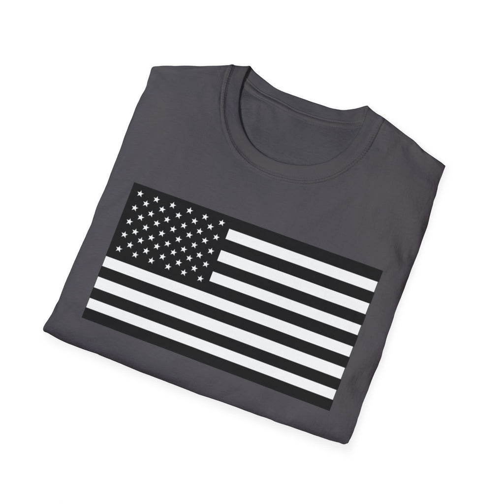 Black and White American Flag Softstyle Cotton Shirt T-Shirt