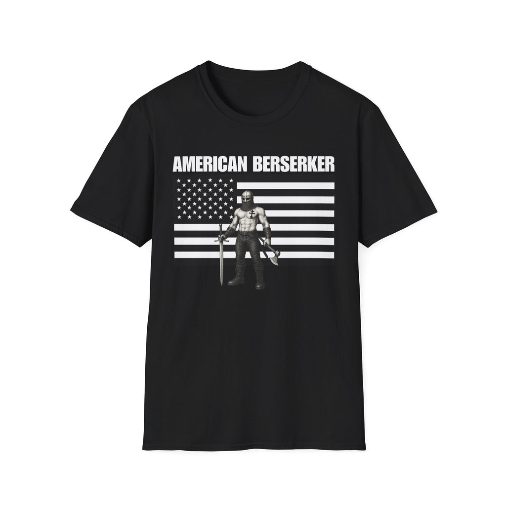 Bold American Berserker Black and White Softstyle T-Shirt