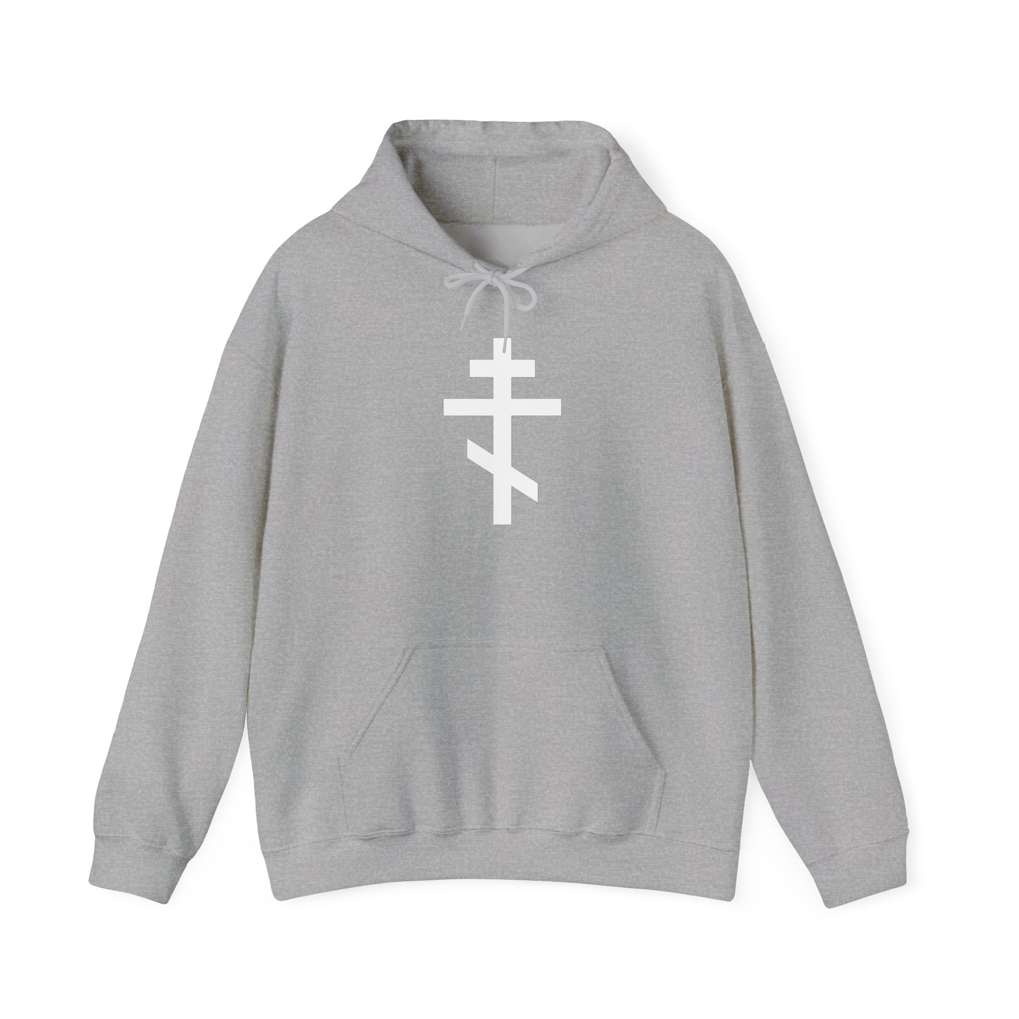 White Crucifix Pull Over Hoodie Sweatshirt