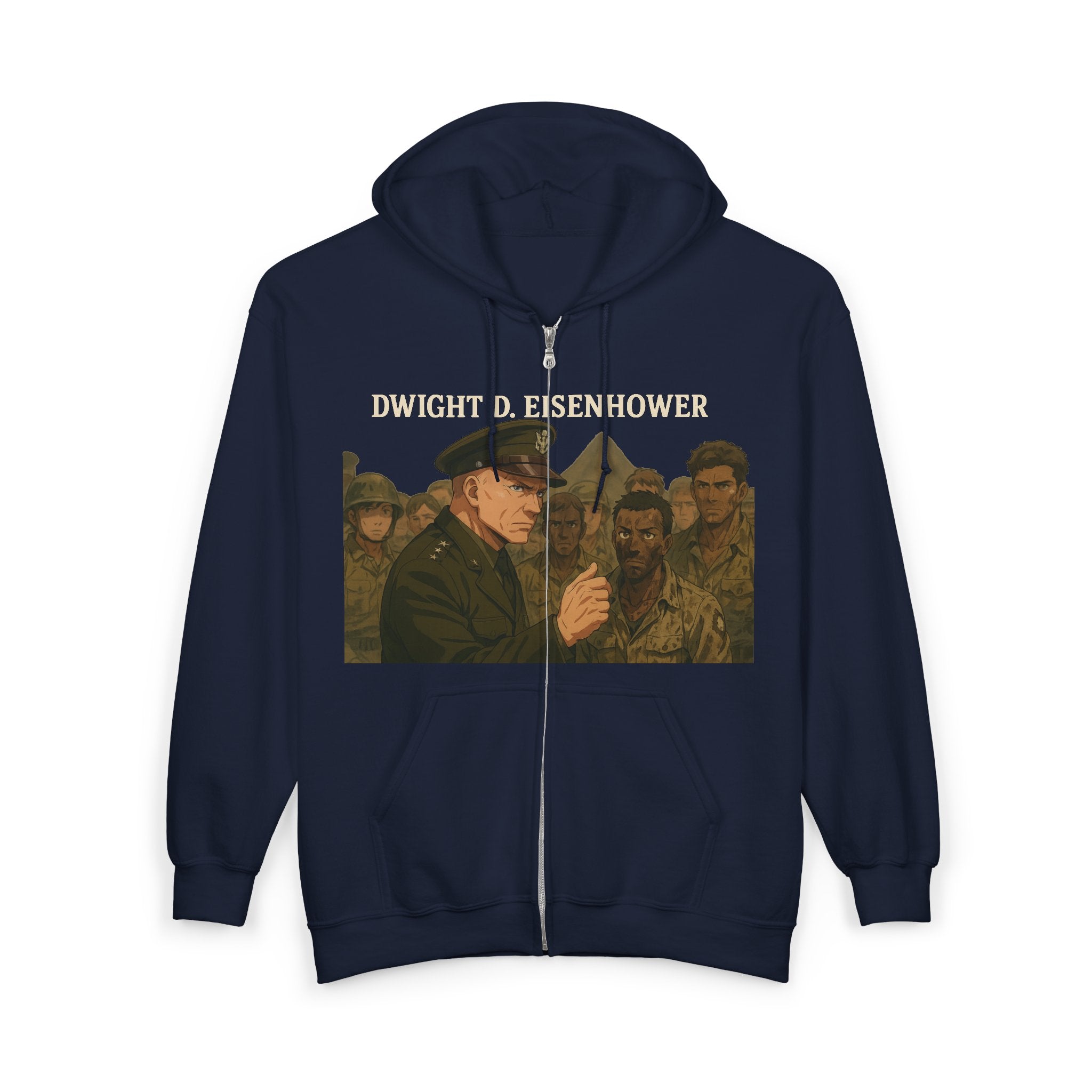 Dwight D. Eisenhower Full Zip Hoodie, Dwight D. Eisenhower Vintage Military Sweatshirt