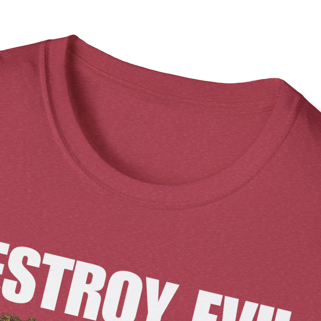 'Destroy Evil' Crusader Defeating the Great Red Dragon Design Graphic Softstyle T-Shirt
