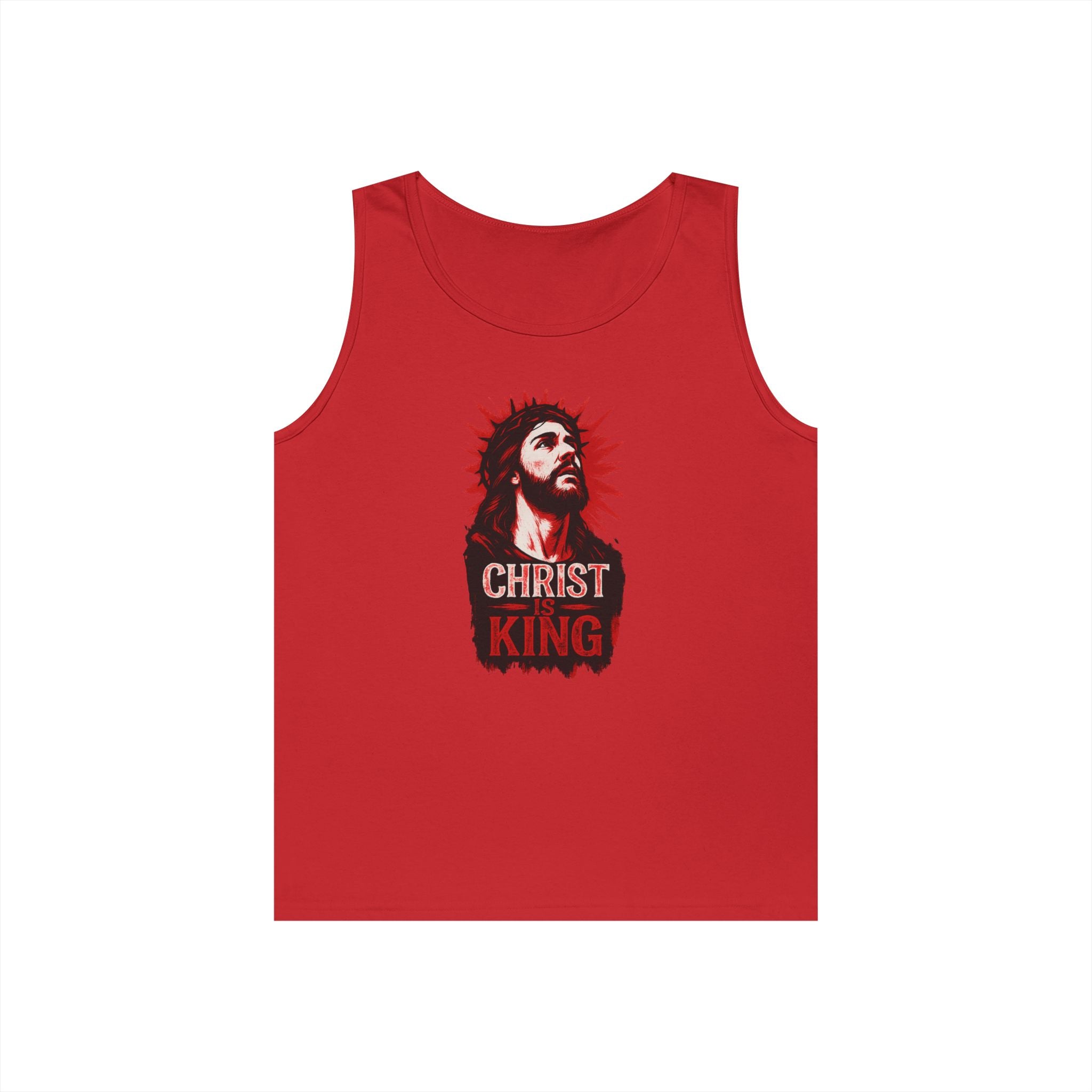 Christ King Unisex Heavy Cotton Tank Top - Casual Religious Apparel, Summer Wear, Gospel Gift, Faith Merchandise, Spiritual Clothing
