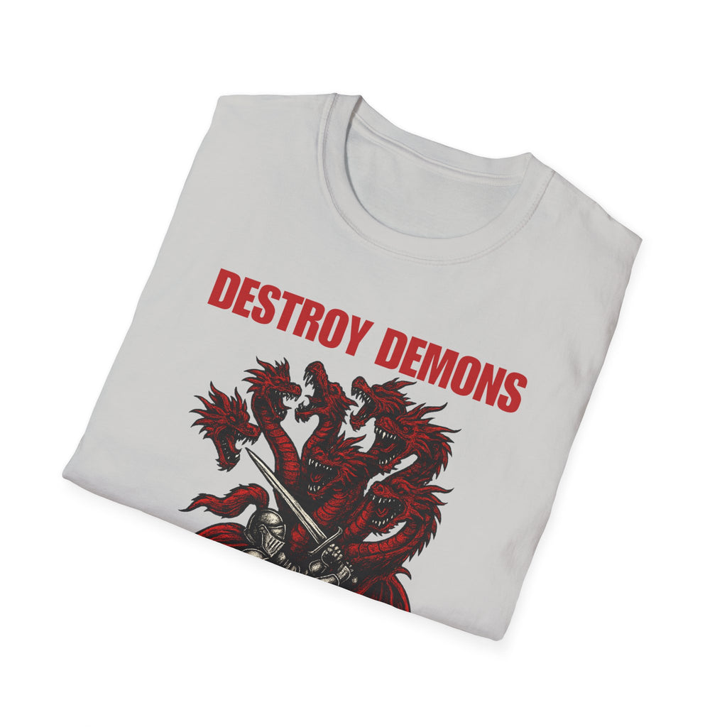 Destroy Demons Crusader Knight vs Dragon  Softstyle T-Shirt