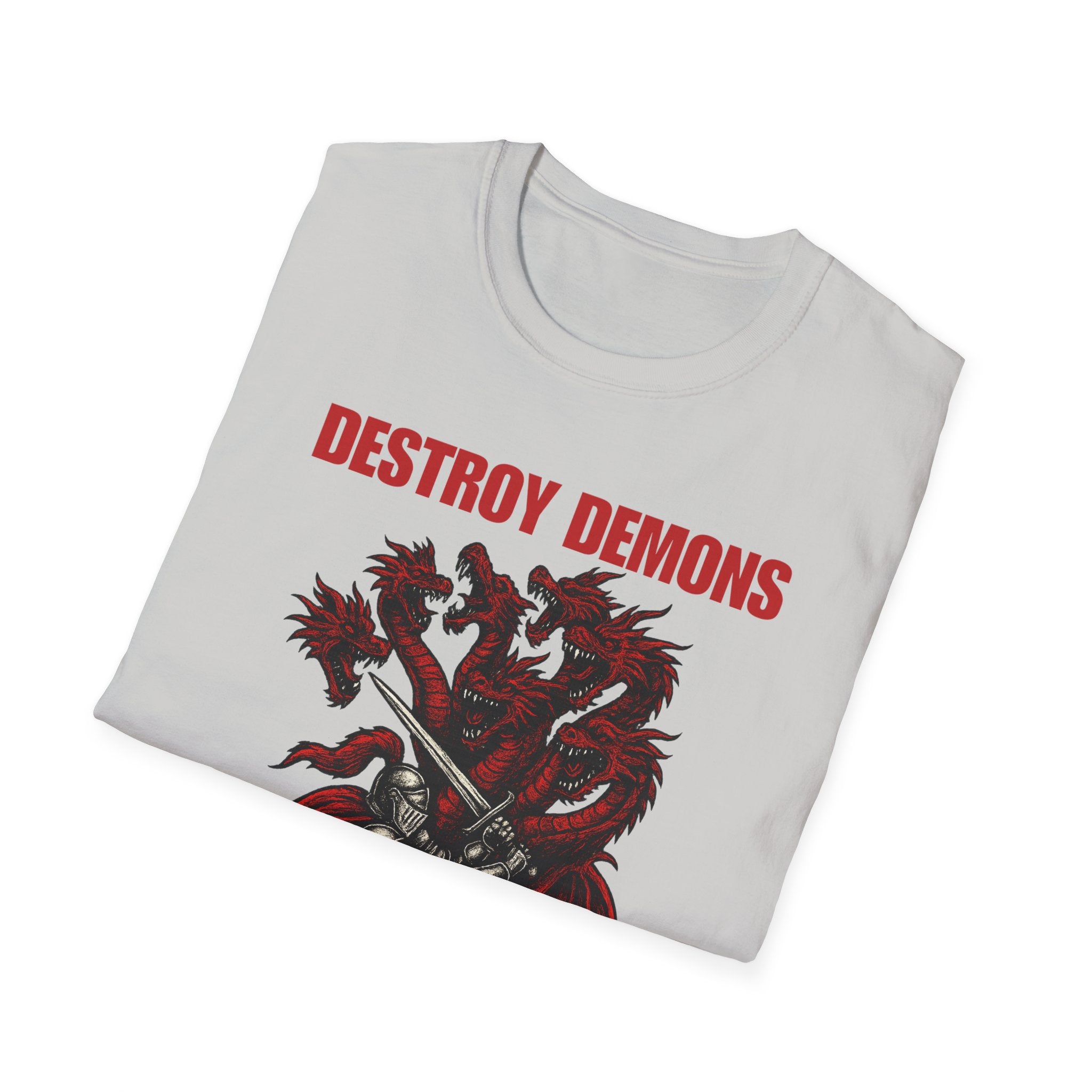 Destroy Demons Crusader Knight vs Dragon  Softstyle T-Shirt