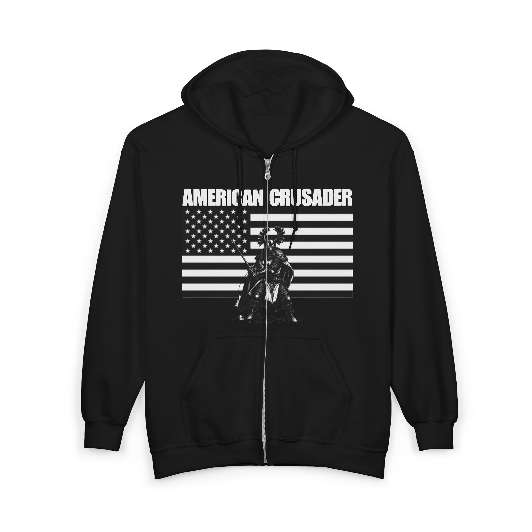 American Crusader Graphic Zip Up Hoodie Sweatshirt