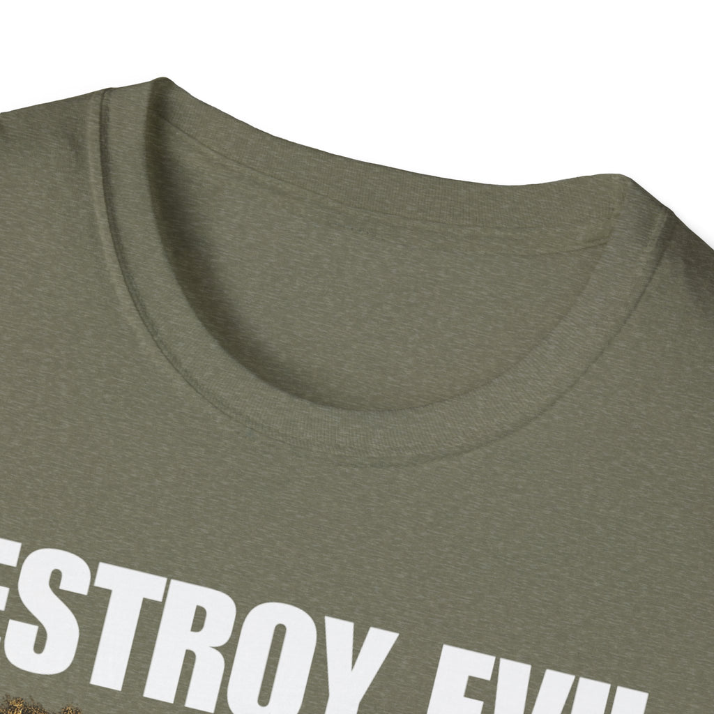 'Destroy Evil' Crusader Defeating the Great Red Dragon Design Graphic Softstyle T-Shirt