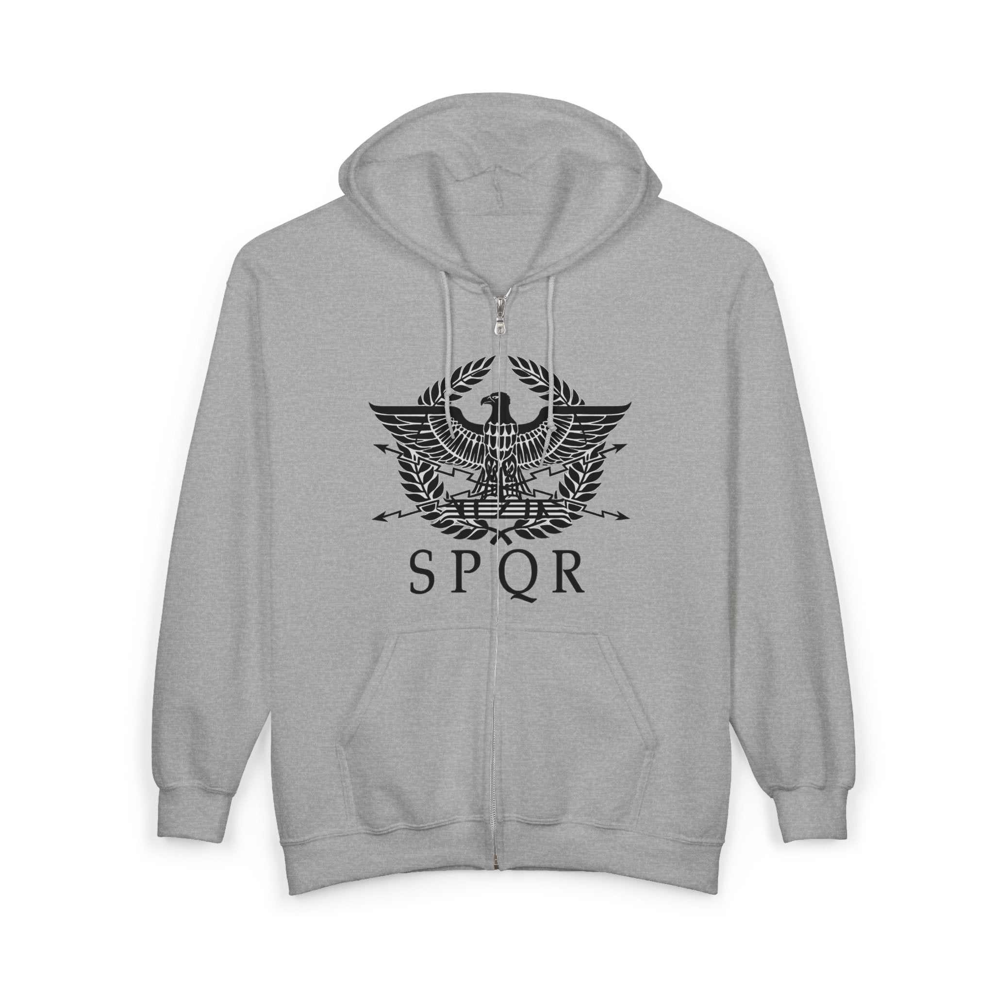 Roman Eagle SPQR Black Design Zip Up Hoodie Sweatshirt
