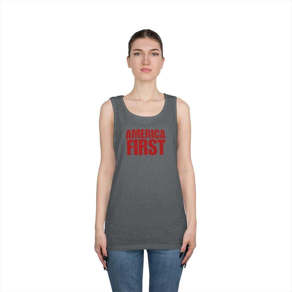 America First Red Heavy Cotton Tank Top