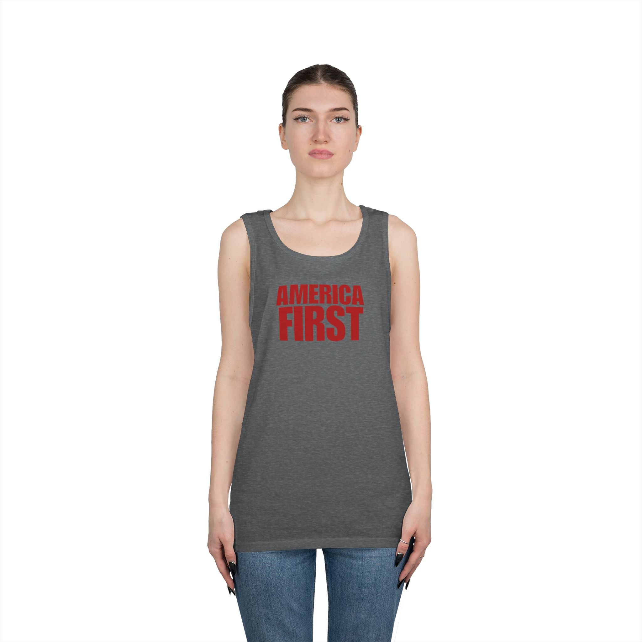 America First Red Heavy Cotton Tank Top