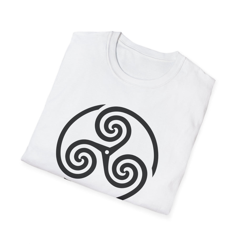 Celtic Spiral Triskele Symbol Alt Black Design Softstyle T-Shirt