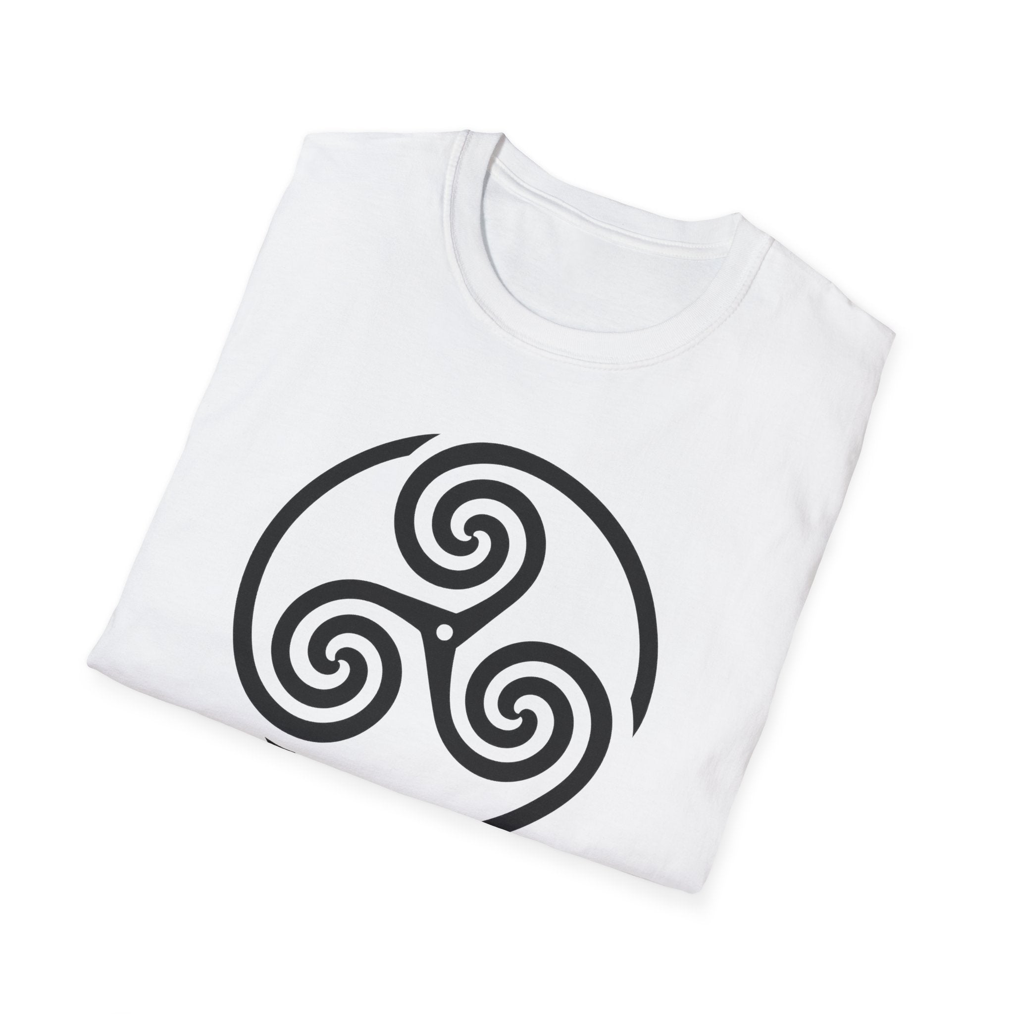 Celtic Spiral Triskele Symbol Alt Black Design Softstyle T-Shirt