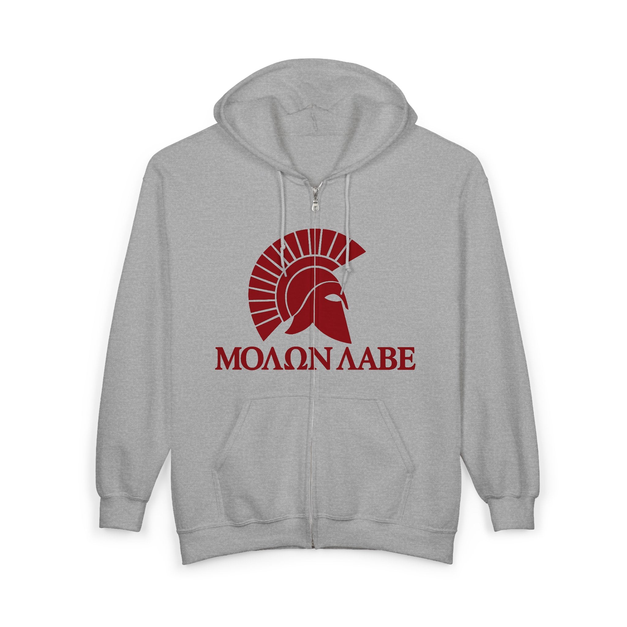 Molon Labe "Come and Take It!" in Greek Red Design Zip Up Hoodie Sweatshirt