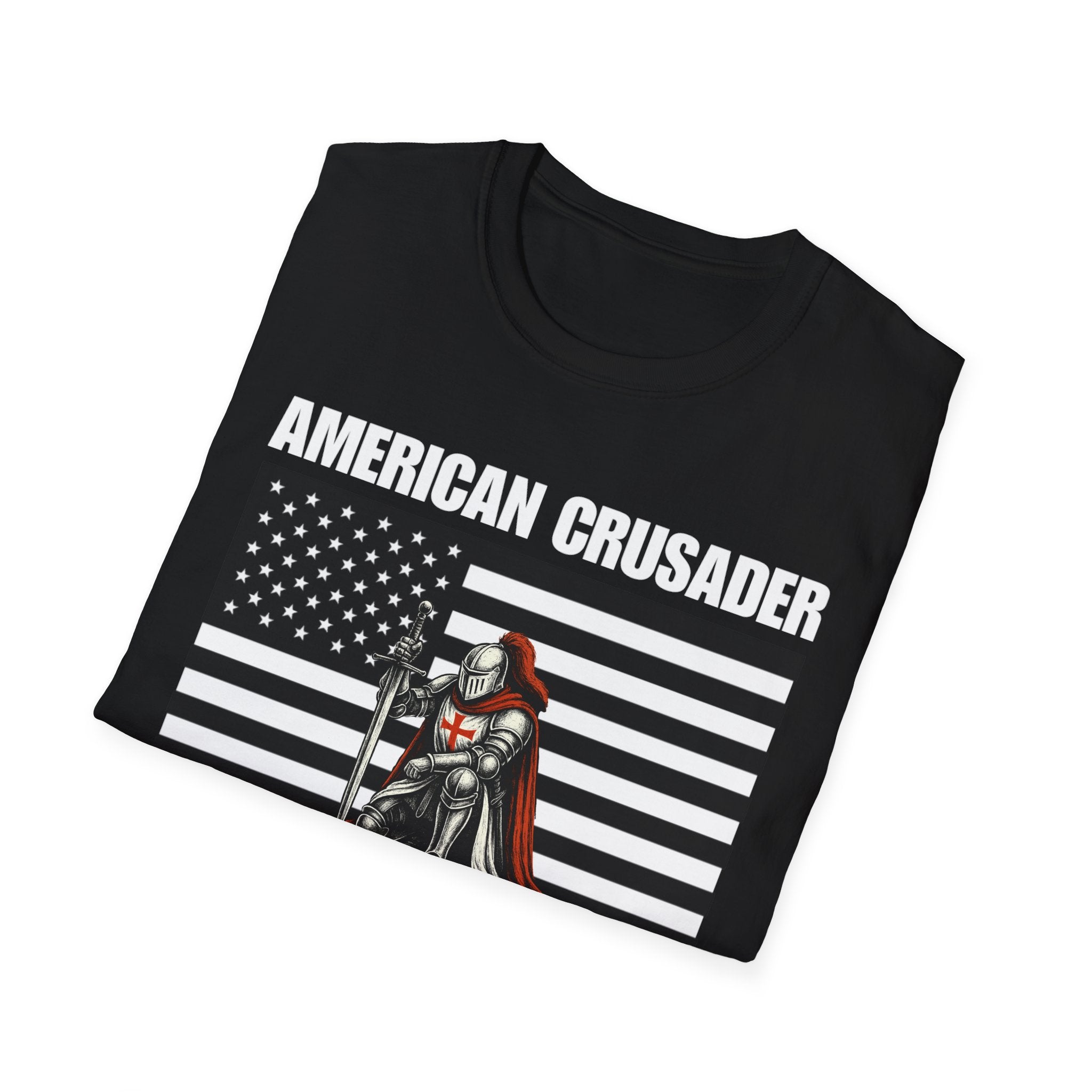 American Crusader Black and White Alt Design Softstyle Cotton Shirt T-Shirt