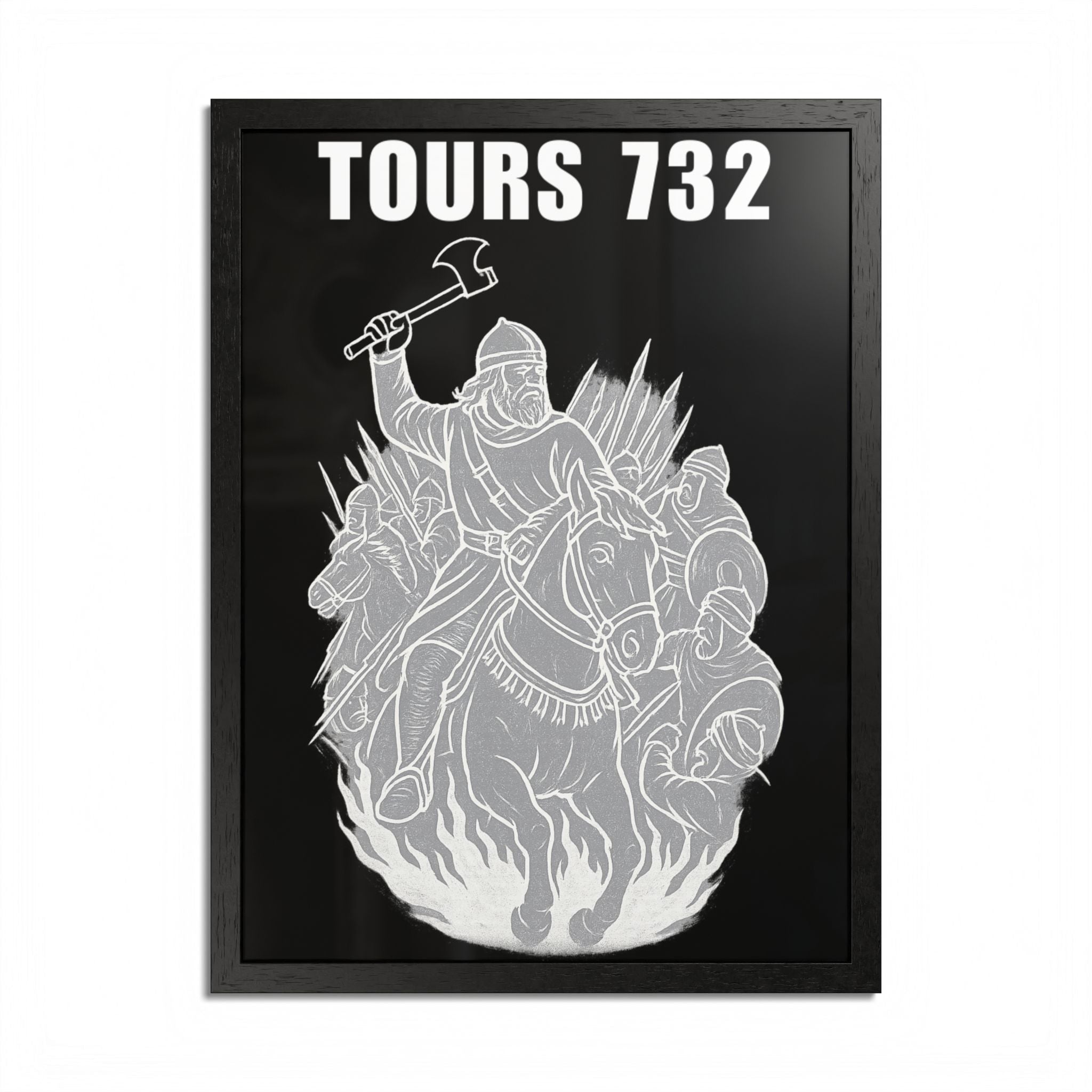 Historic Battle Framed Poster Tours 732 AD Charles "The Hammer" Martel Medieval Art, Home Office Decor