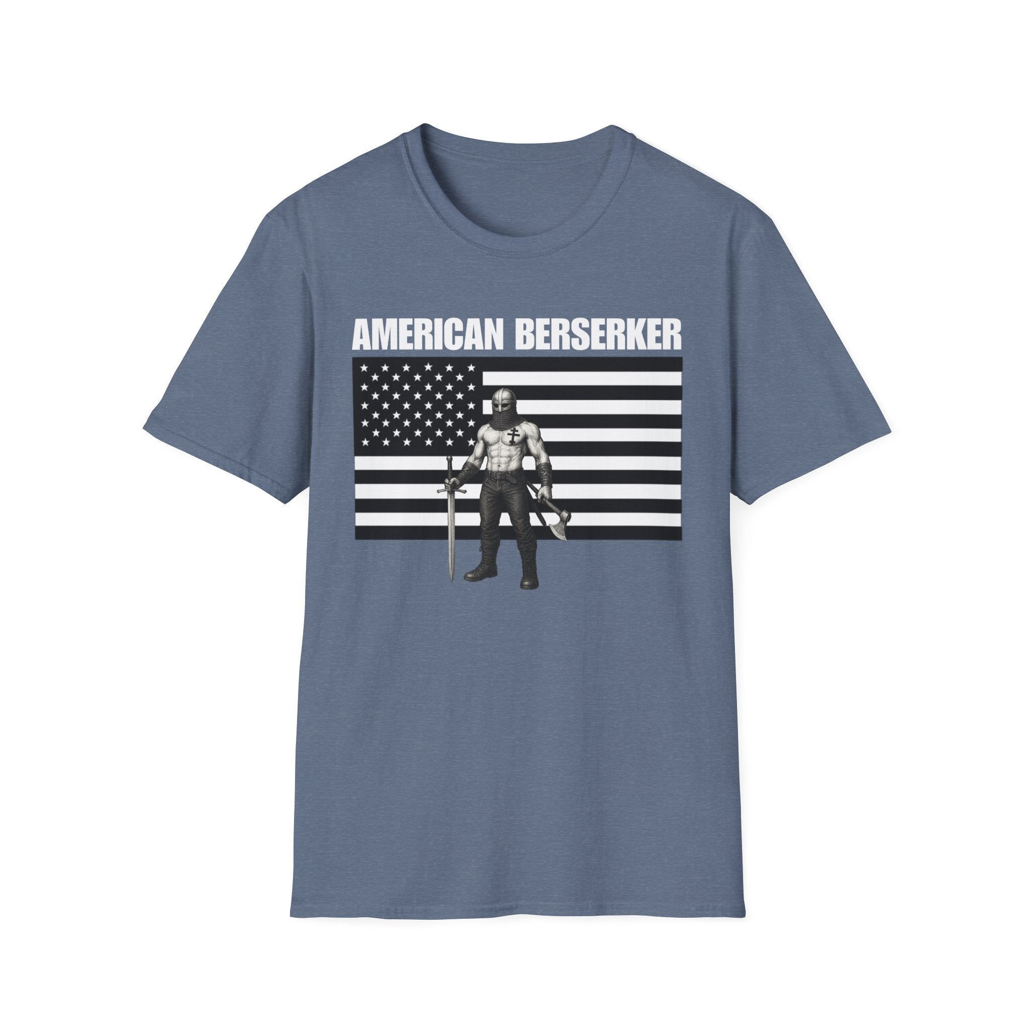 Bold American Berserker Black and White Softstyle T-Shirt