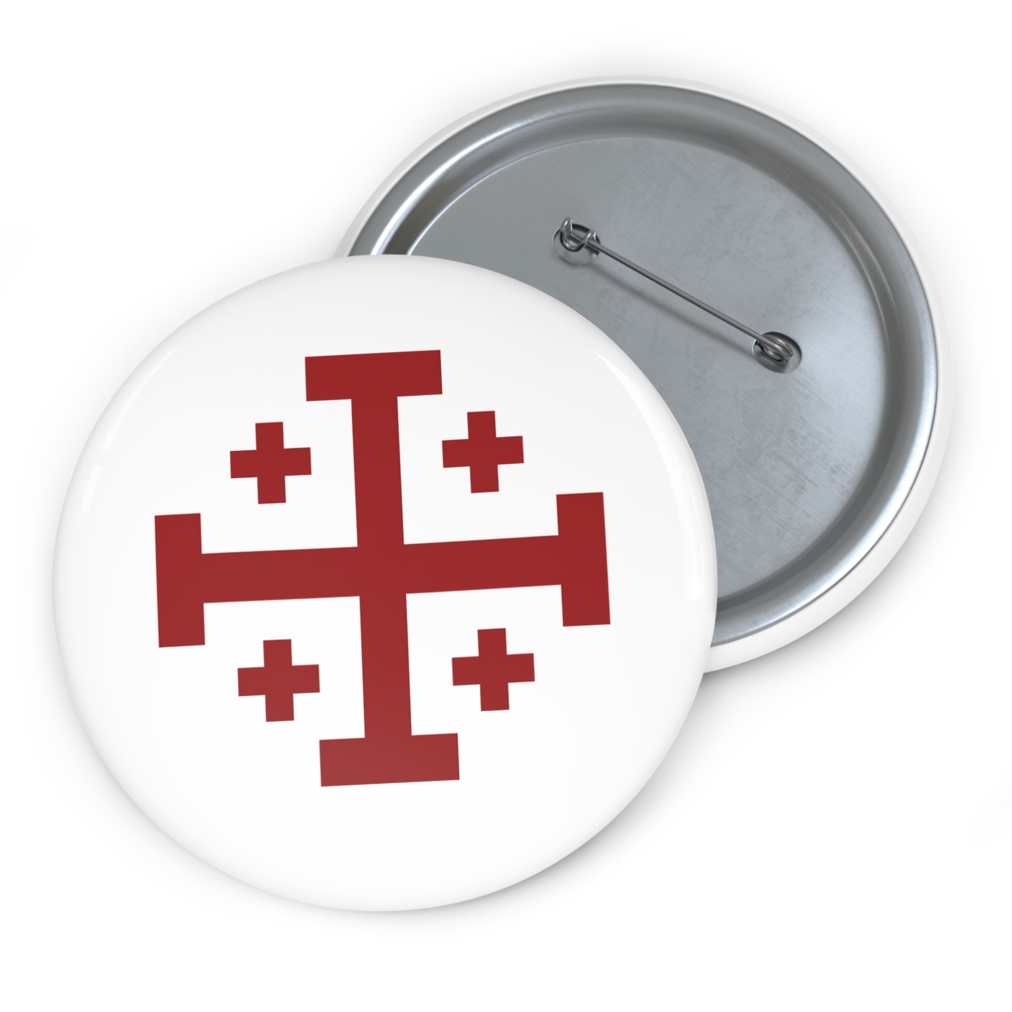 Cross of Jerusalem Red Design Custom Pin Buttons