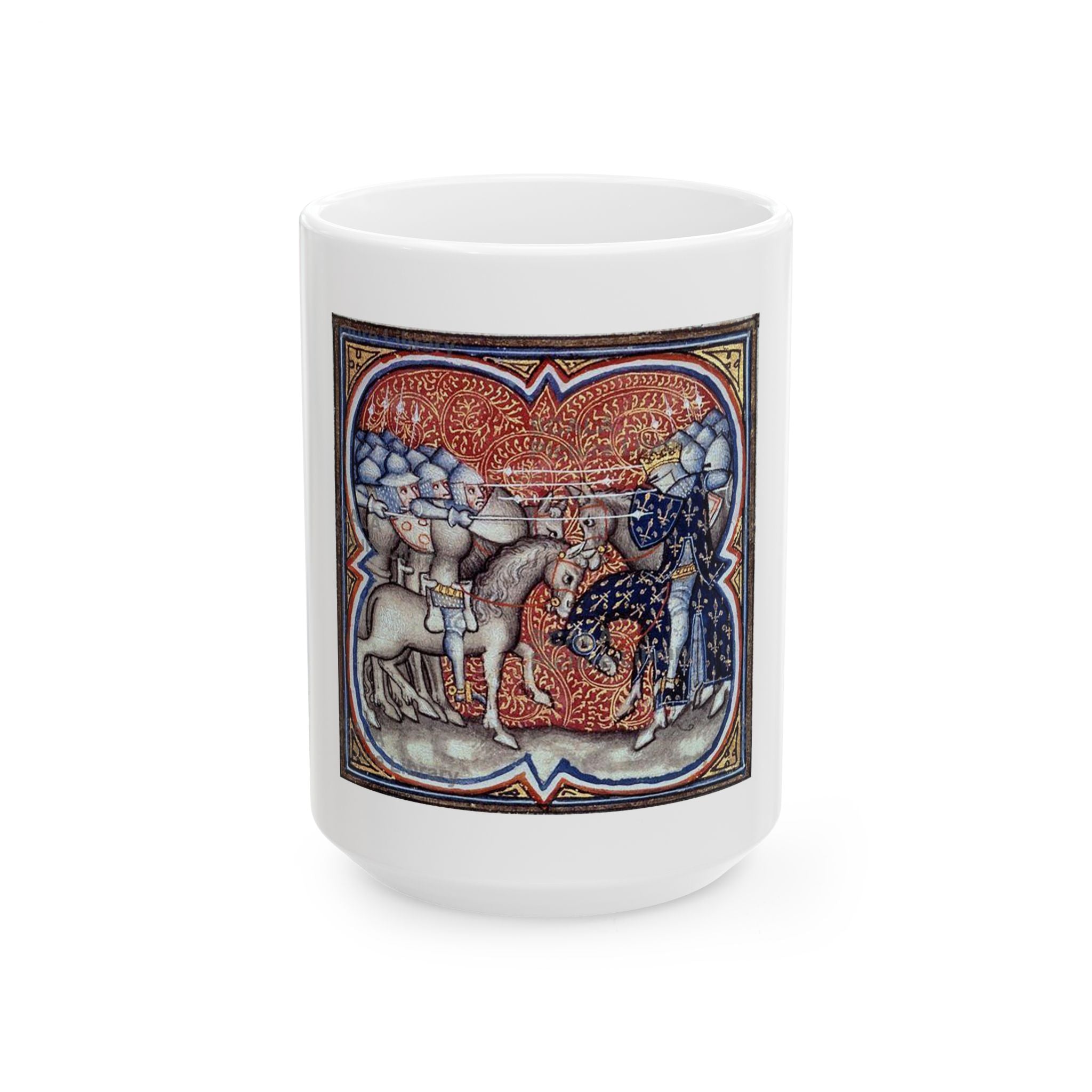 Medieval Scene Ceramic Mug Charles Martel fighting the Saracens at Tours Poitiers in 732, Great Chronicles of France | 11oz & 15oz