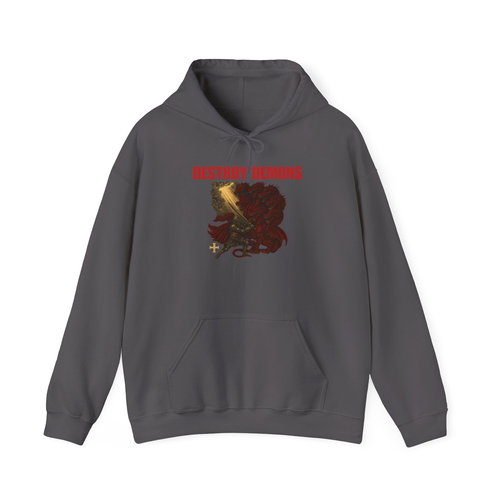 Destroy Demons, Crusader vs Great Red Dragon Graphic Pull Over Hoodie Sweatshirt