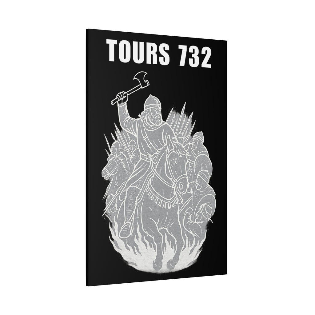 Battle of Tours 732 AD Charles "The Hammer" Martel and Franks Black and White Scene Matte Canvas Wall Art, Home Décor