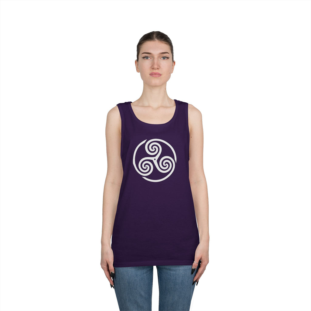 Celtic Spiral Triskele Symbol Alt Design White Unisex Tank Top