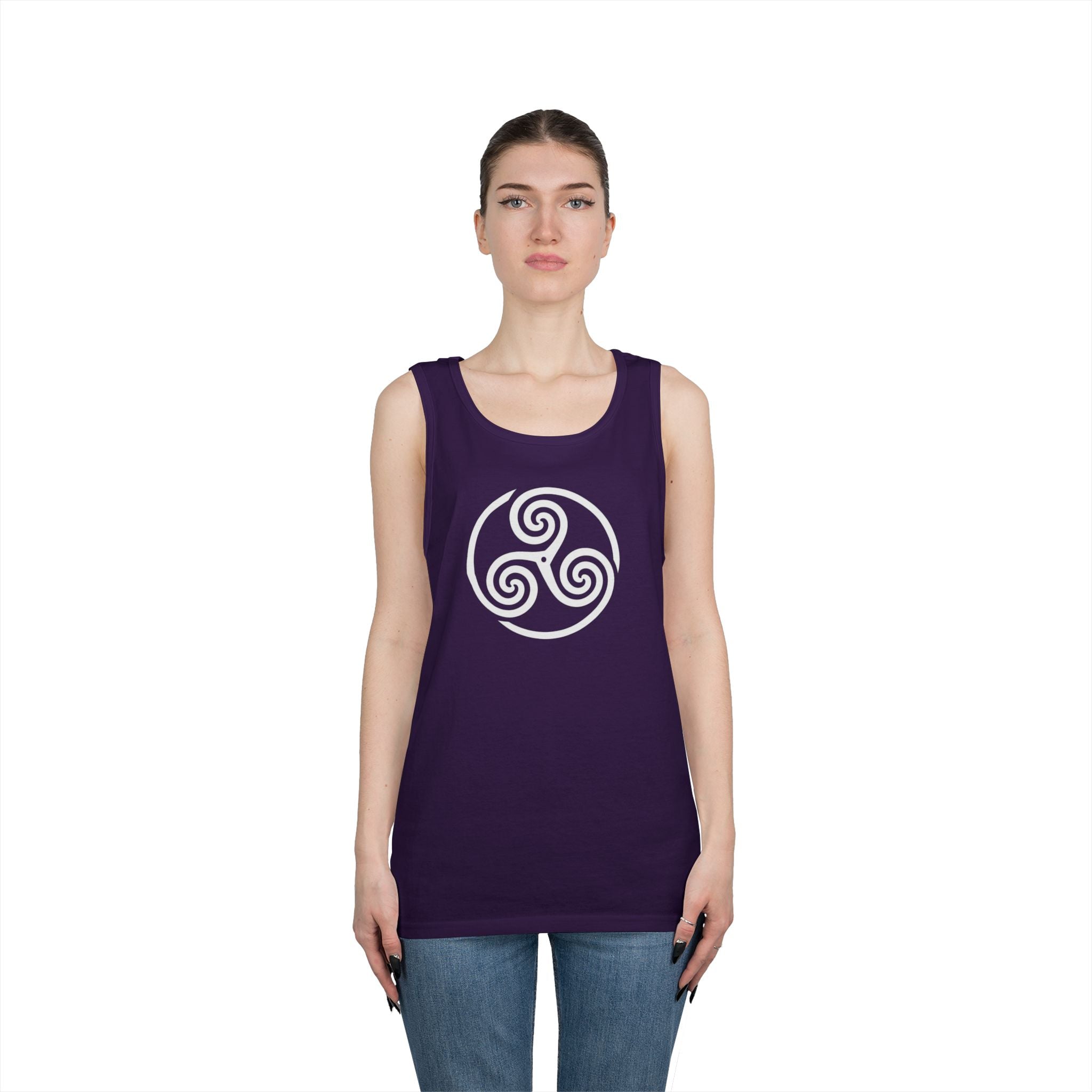 Celtic Spiral Triskele Symbol Alt Design White Unisex Tank Top