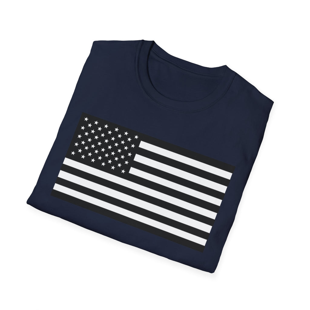 Black and White American Flag Softstyle Cotton Shirt T-Shirt
