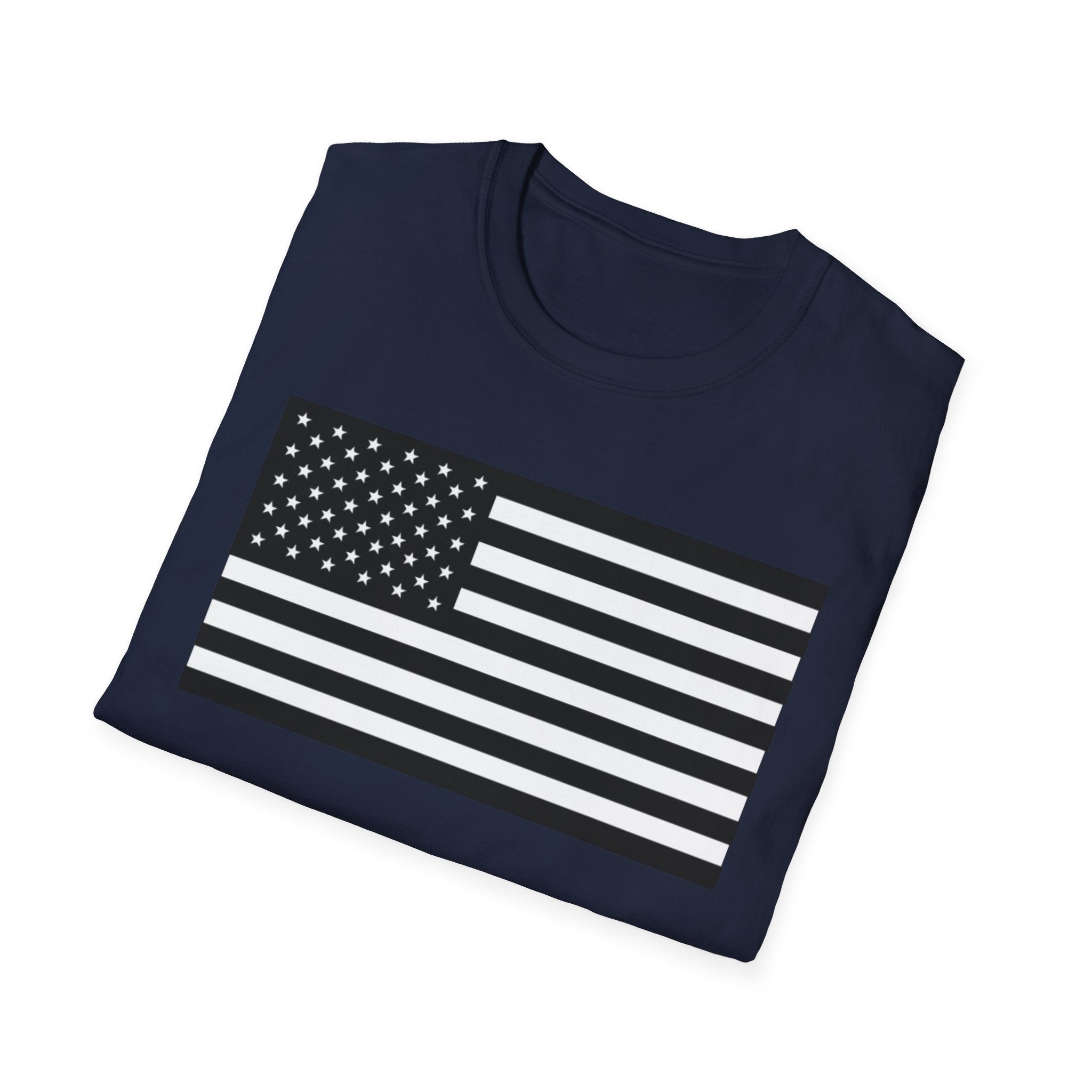 Black and White American Flag Softstyle Cotton Shirt T-Shirt