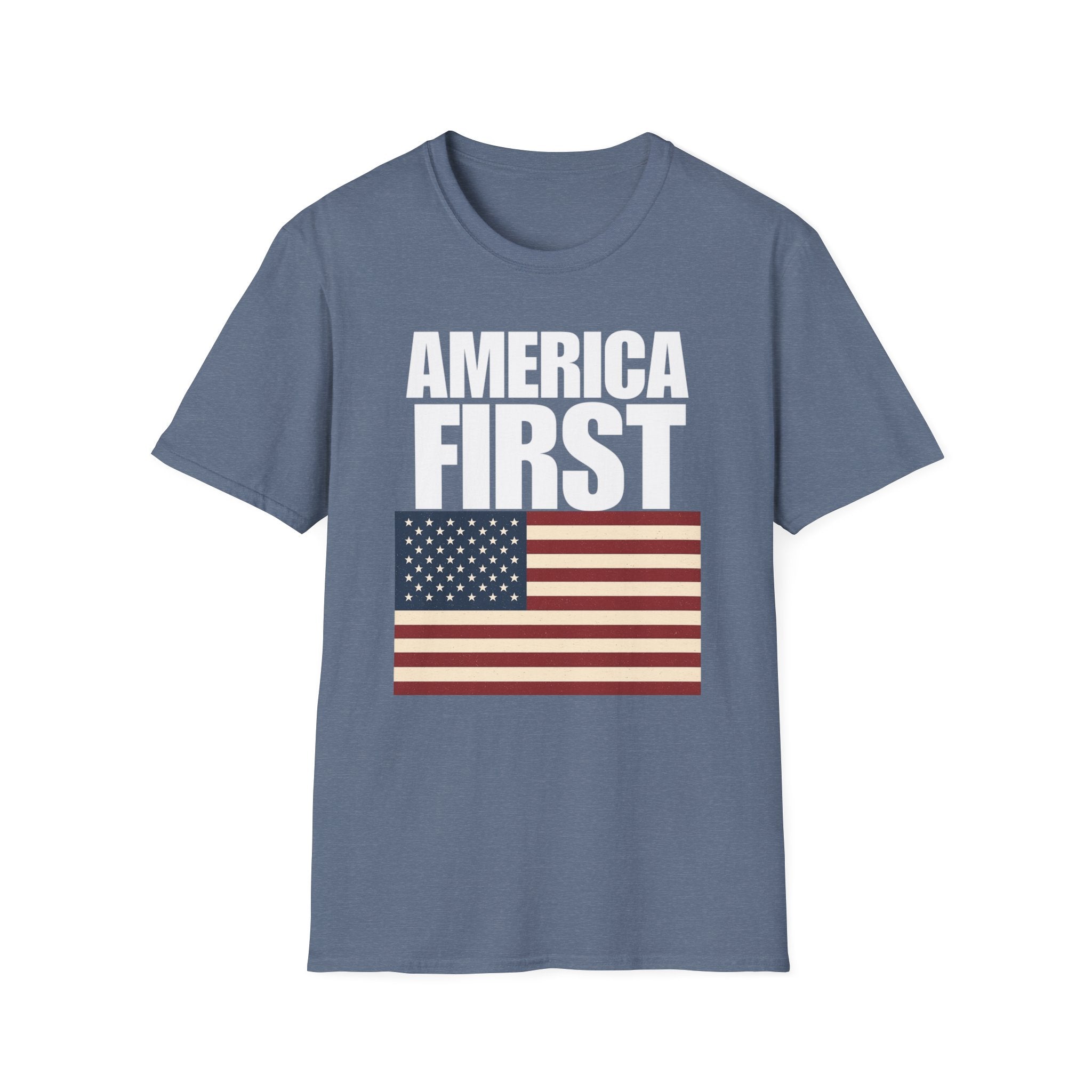 America First American Flag Softstyle Cotton Shirt T-Shirt
