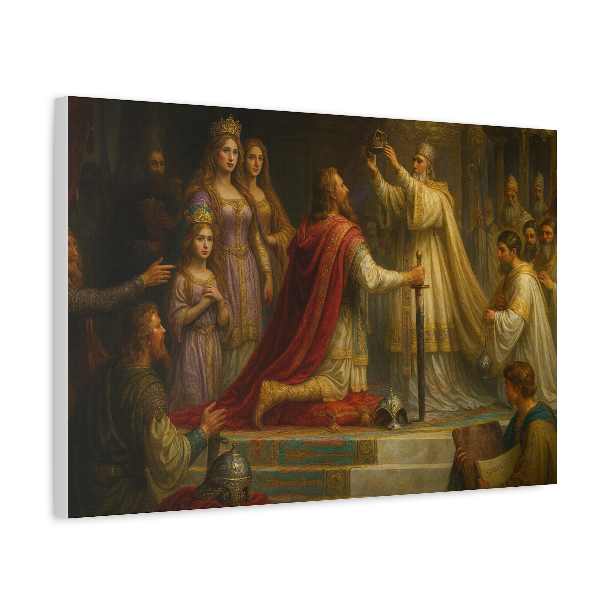 Charlemagne Roman Emperor Coronation By Pope Canvas Art, Historical Artwork for Home Decor, Wall Art for Medieval Lovers