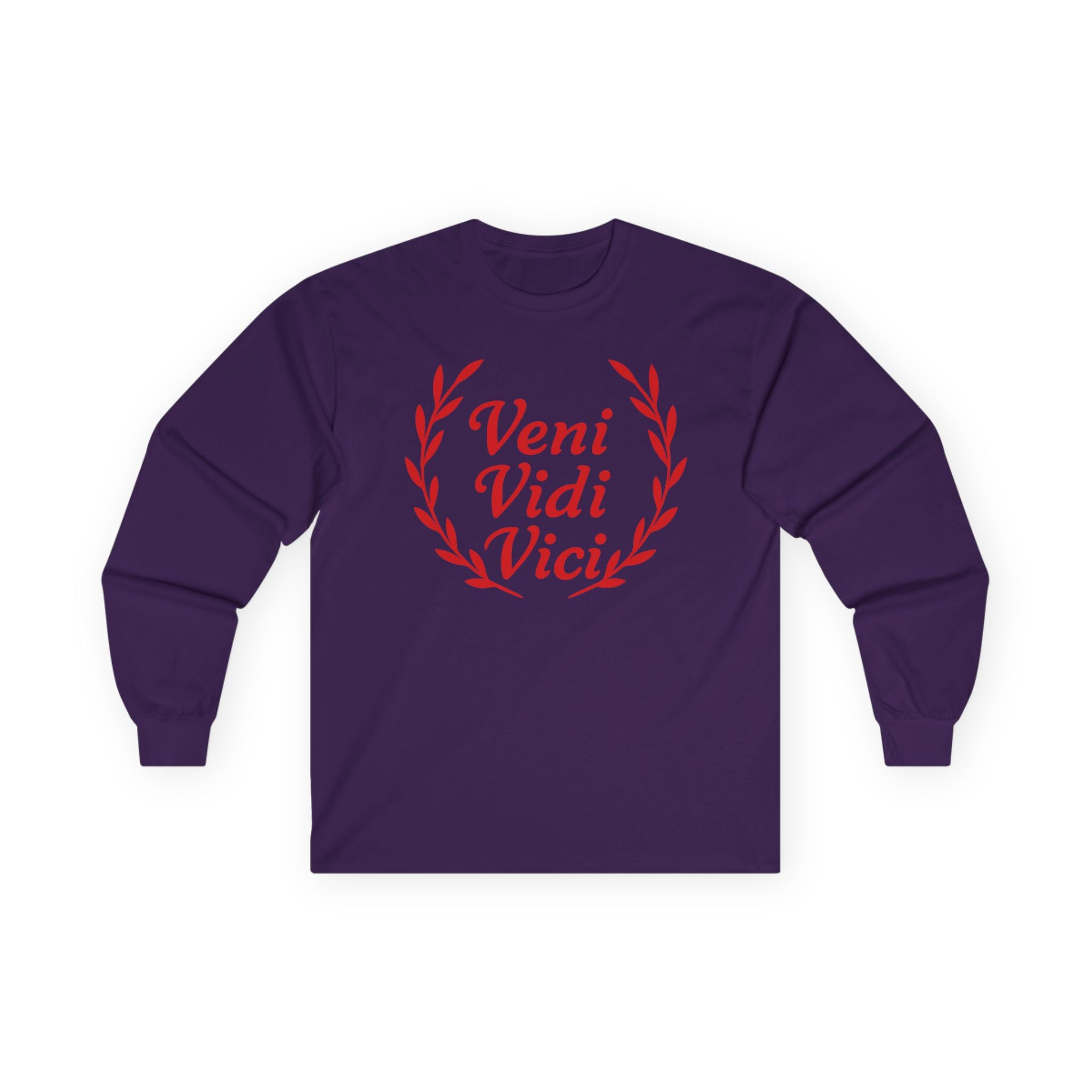 Veni Vidi Vici "I Came, I saw, I Conquered" Light Red Graphic Long Sleeve Tee