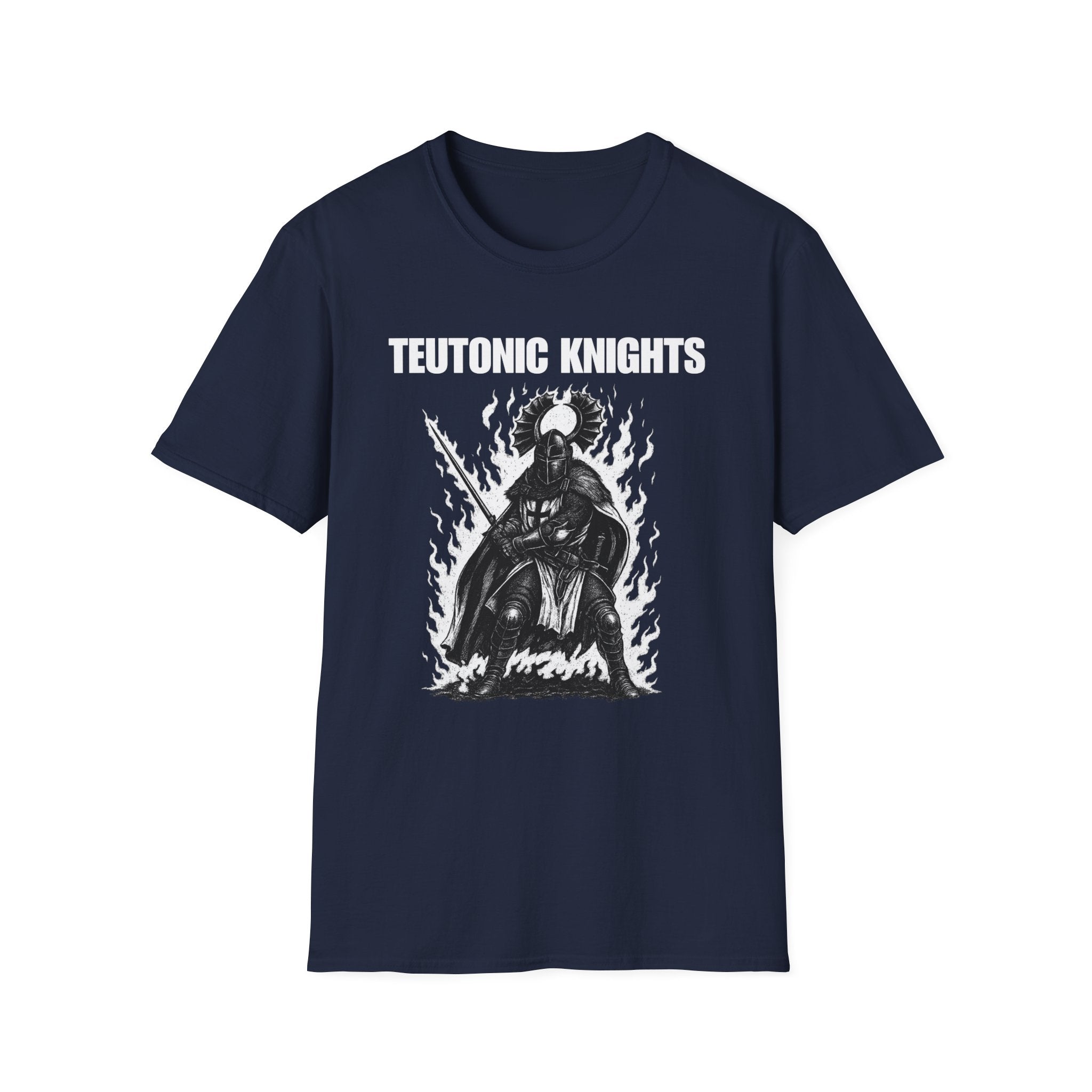 Teutonic Knight With Aura and "Teutonic Knights" Text Soft Style Cotton Shirt T-Shirt