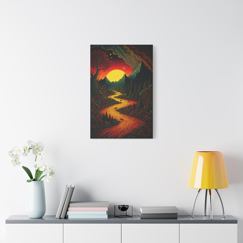 Trippy Sunset River Canvas Wall Art