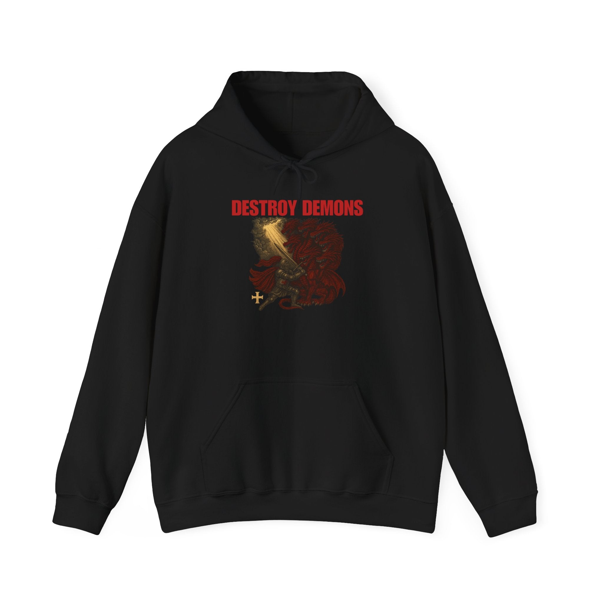 Destroy Demons, Crusader vs Great Red Dragon Graphic Pull Over Hoodie Sweatshirt