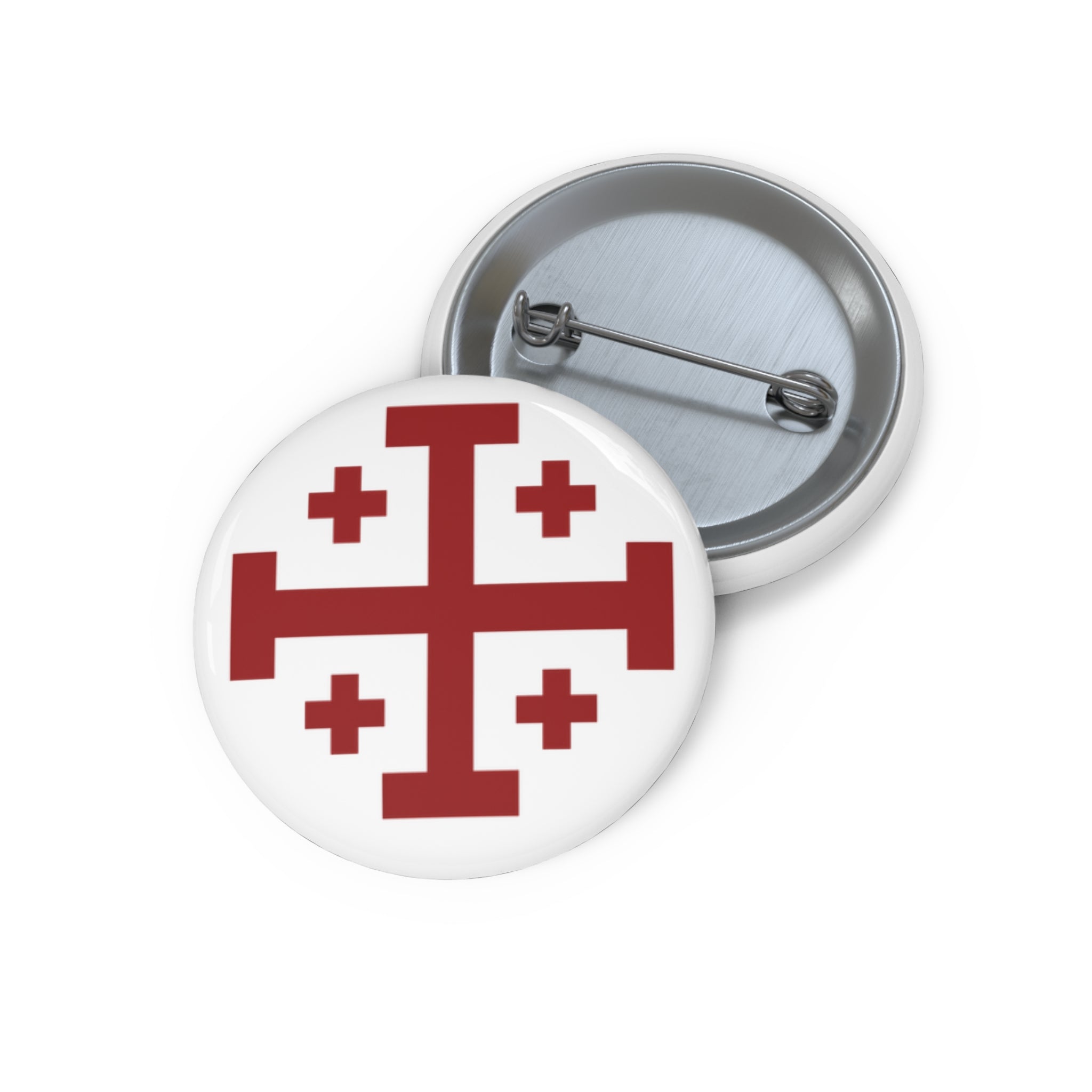 Cross of Jerusalem Red Design Custom Pin Buttons