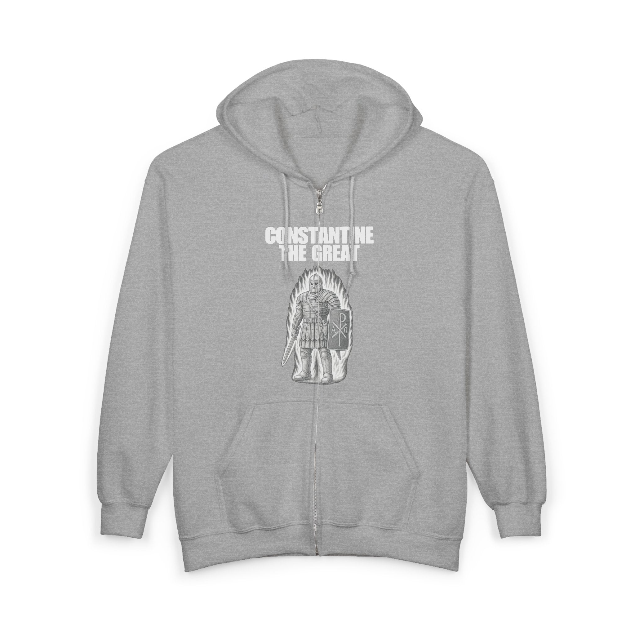 Constantine the Great White Design Zip Up Hoodie