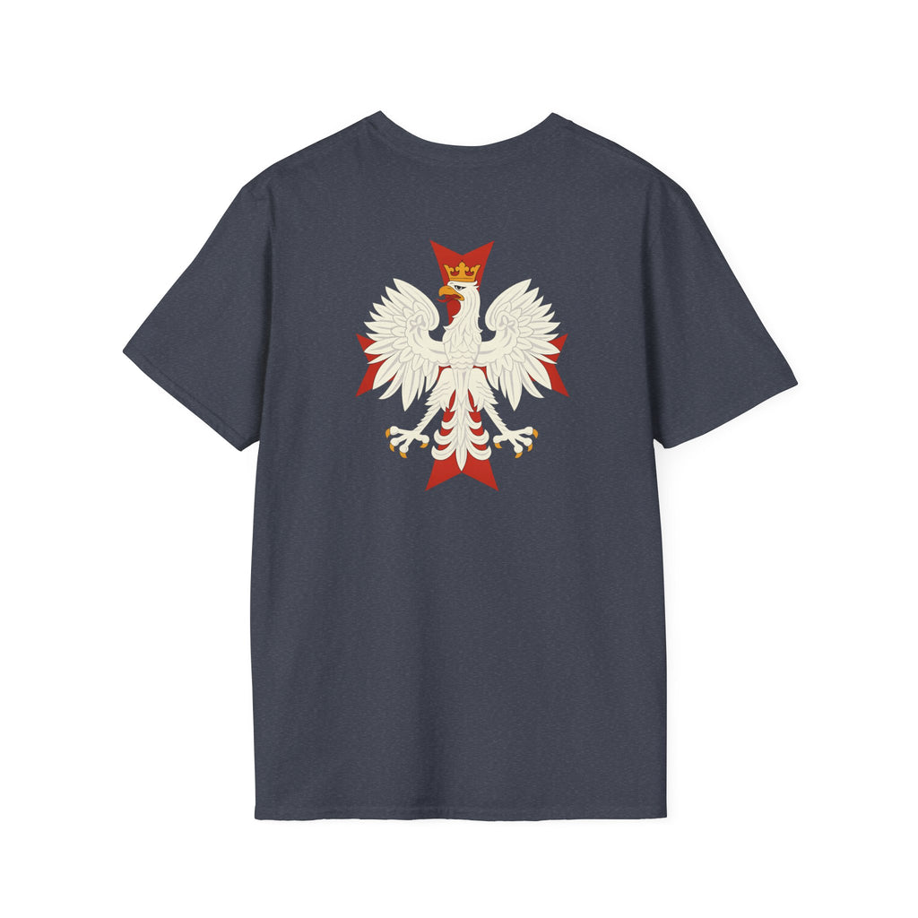 Be Like Poland Winged Hussar Front, Polish Eagle Cross Back Heavy Cotton Softstyle T-Shirt Softstyle Tee