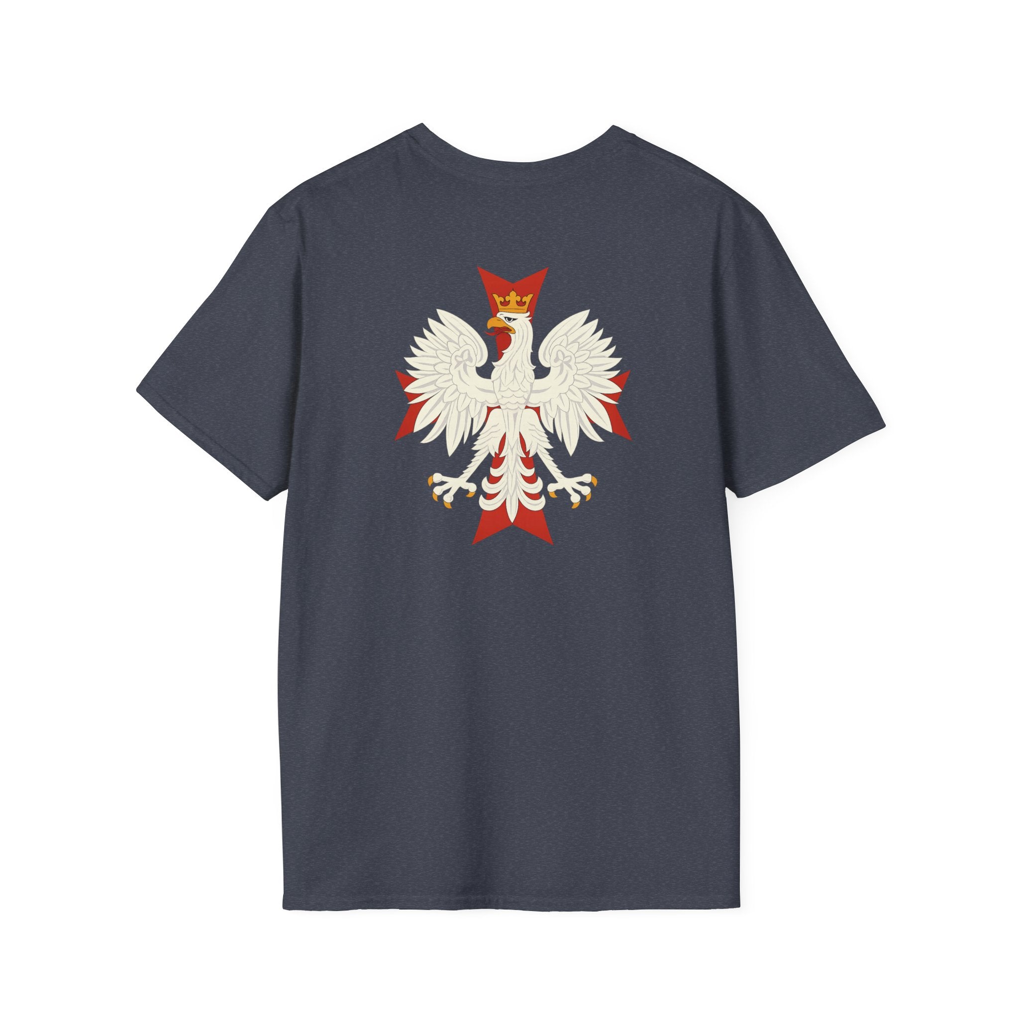 Be Like Poland Winged Hussar Front, Polish Eagle Cross Back Heavy Cotton Softstyle T-Shirt Softstyle Tee