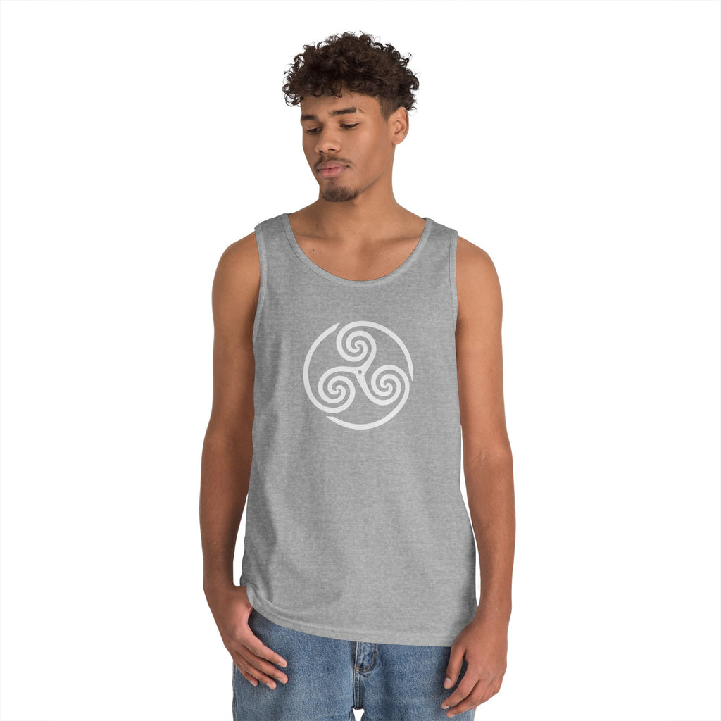 Celtic Spiral Triskele Symbol Alt Design White Unisex Tank Top