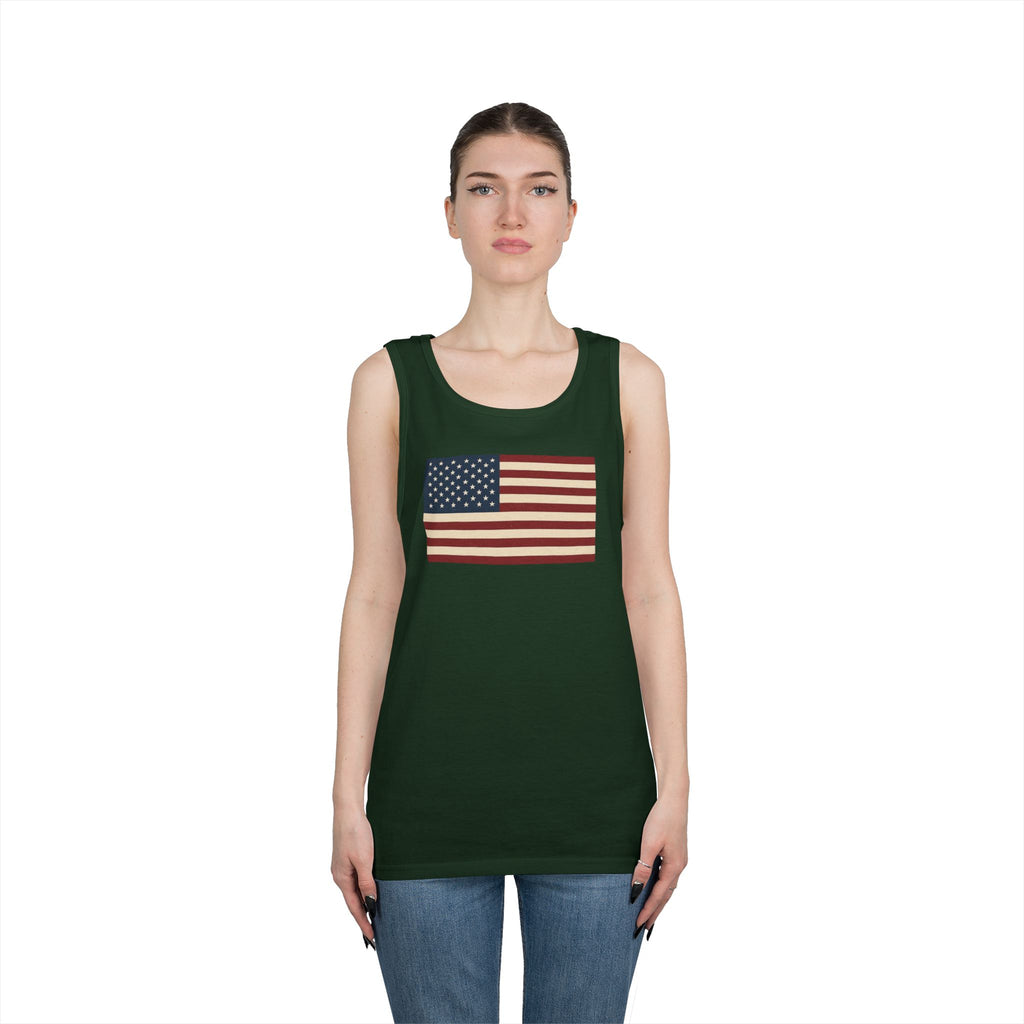 American Flag Heavy Cotton Tank Top
