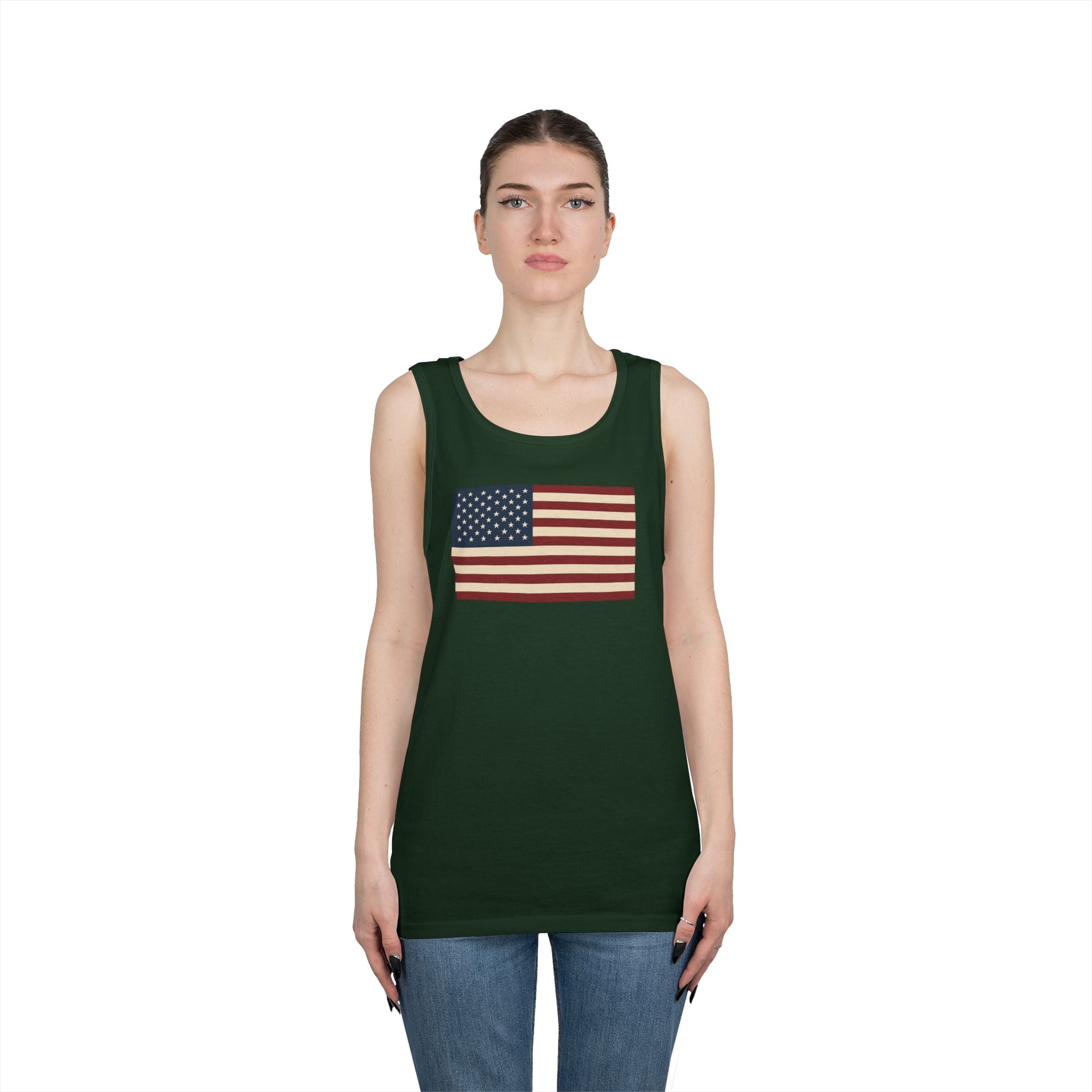 American Flag Heavy Cotton Tank Top