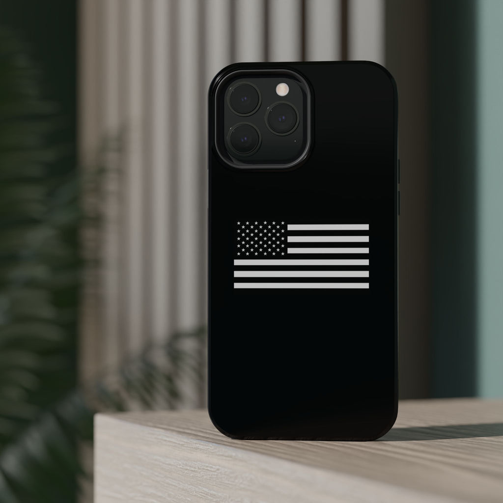 Black and White American Flag Magnetic Impact-Resistant Cases