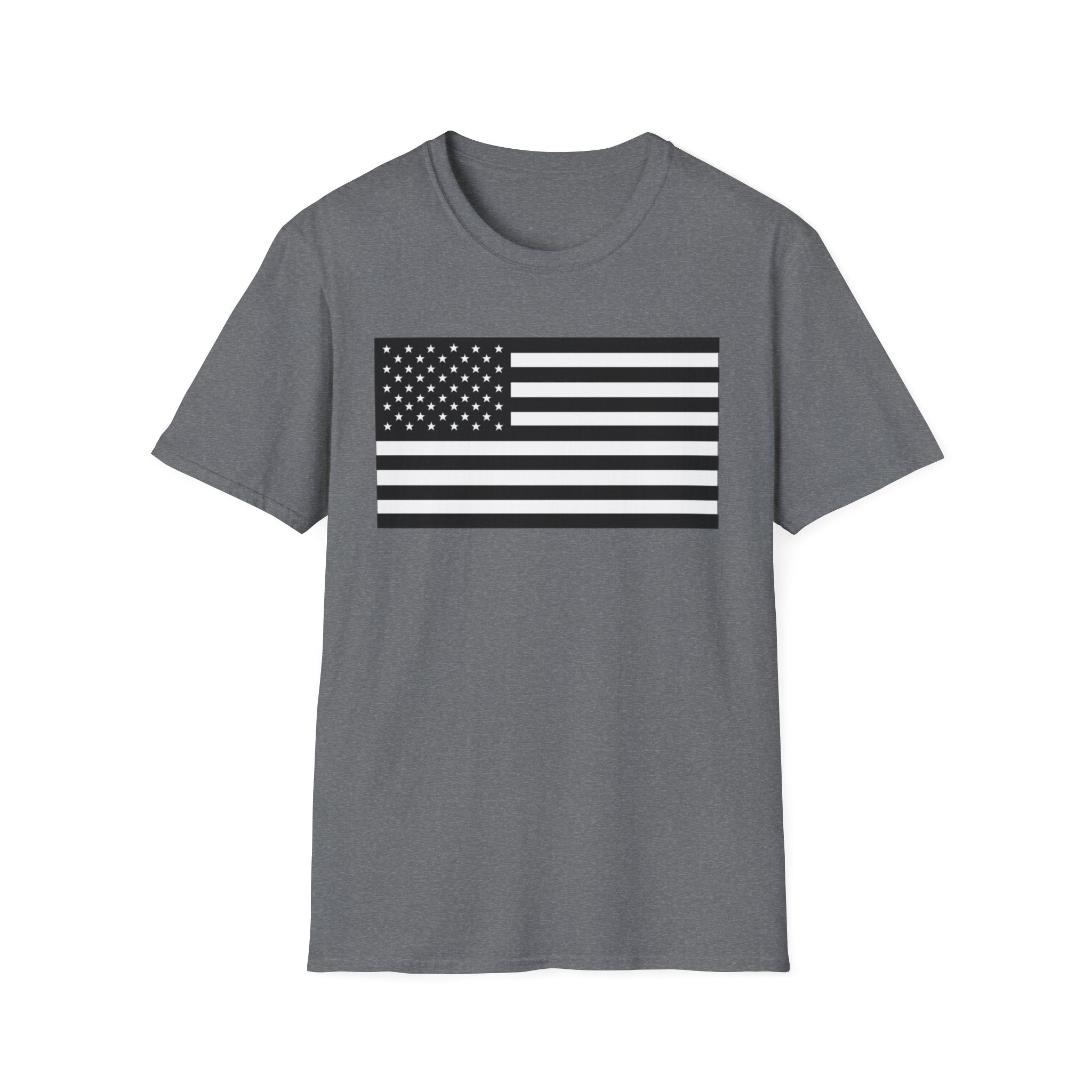 Black and White American Flag Softstyle Cotton Shirt T-Shirt