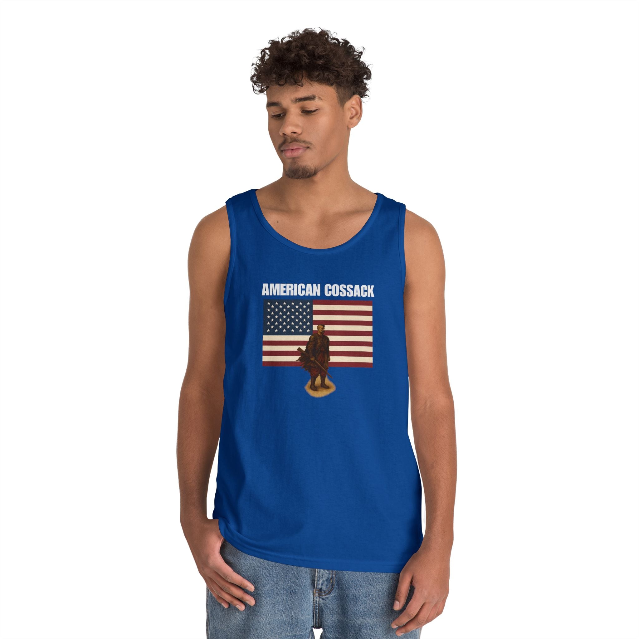 Patriotic American Cossack Heavy Cotton Tank Top