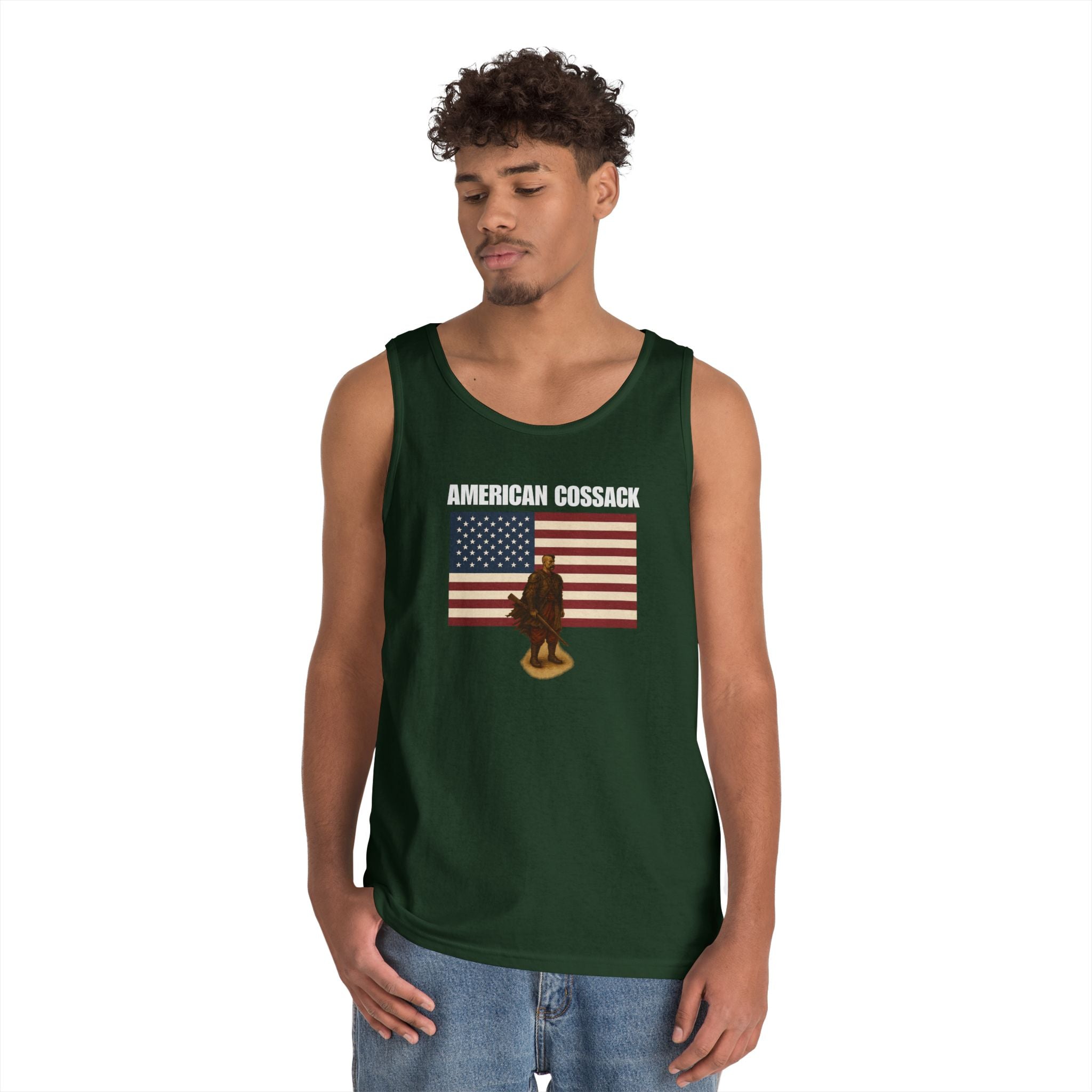 Patriotic American Cossack Heavy Cotton Tank Top